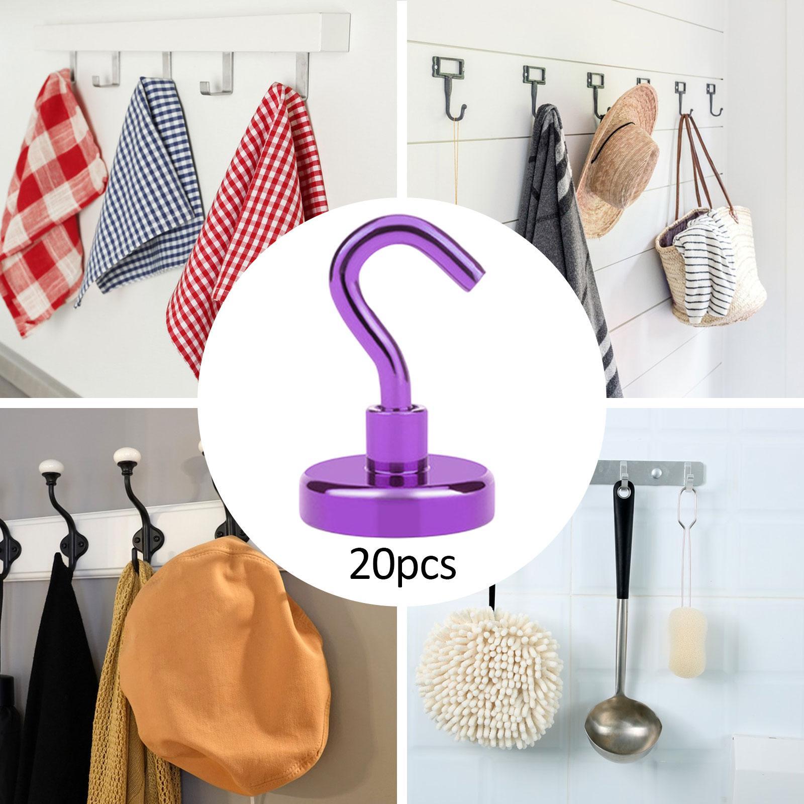 20 Pieces Magnetic Hooks Strong Hooks for Cabin Walls Beach Classroom Purple