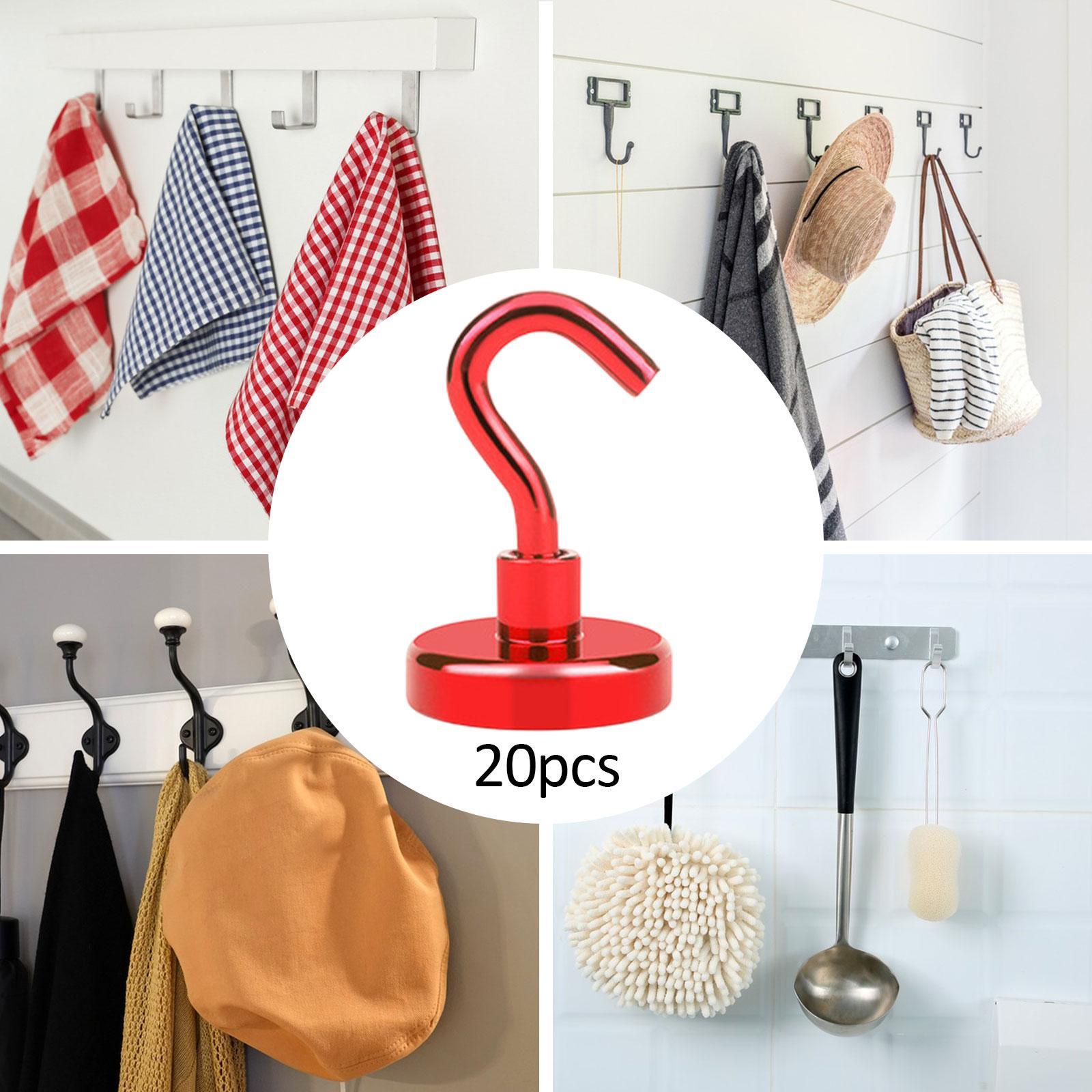 20 Pieces Magnetic Hooks Strong Hooks for Cabin Walls Beach Classroom Red