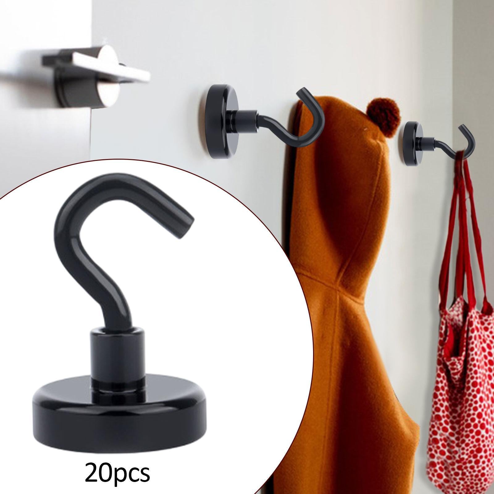 20 Pieces Magnetic Hooks Strong Hooks for Cabin Walls Beach Classroom Black
