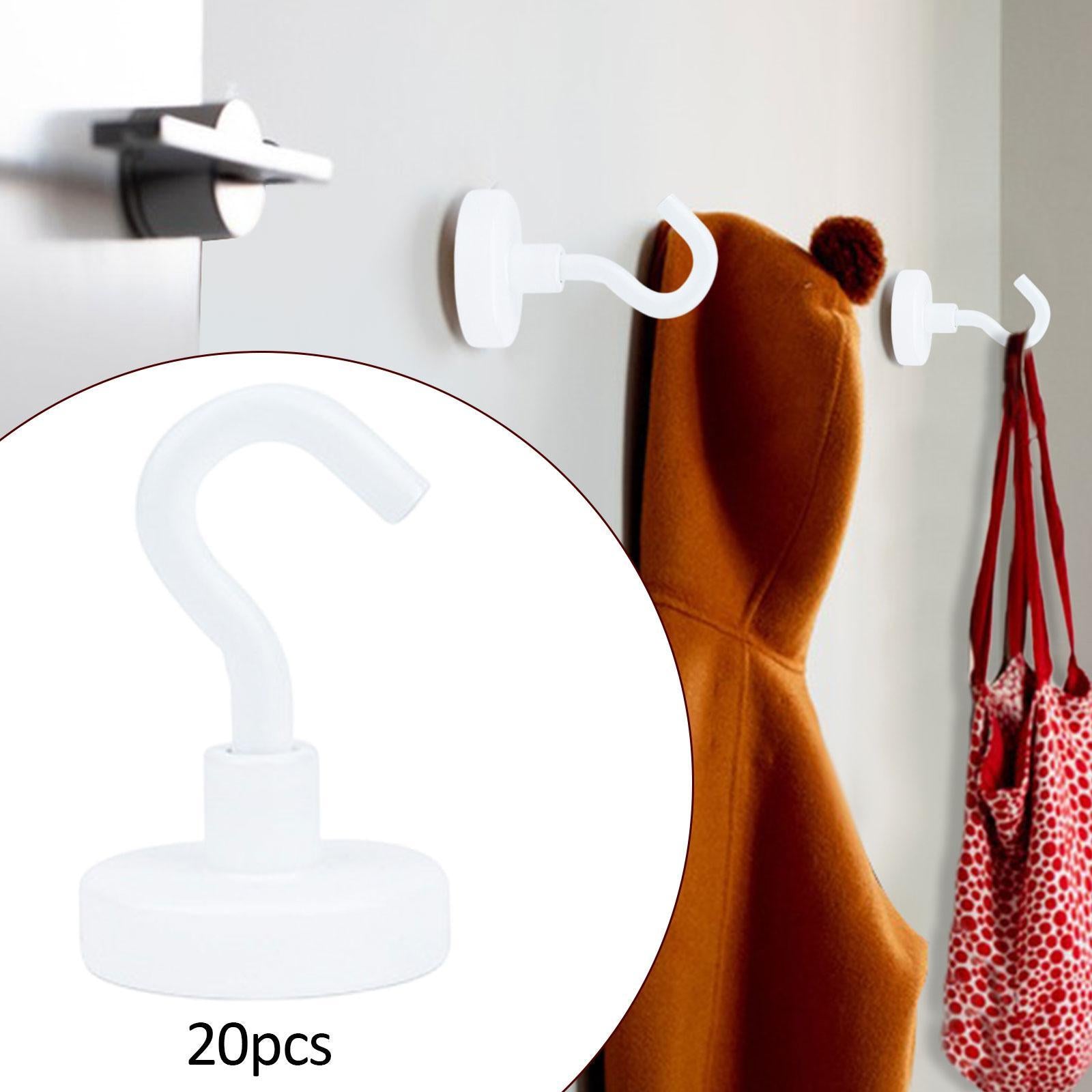 20 Pieces Magnetic Hooks Strong Hooks for Cabin Walls Beach Classroom White