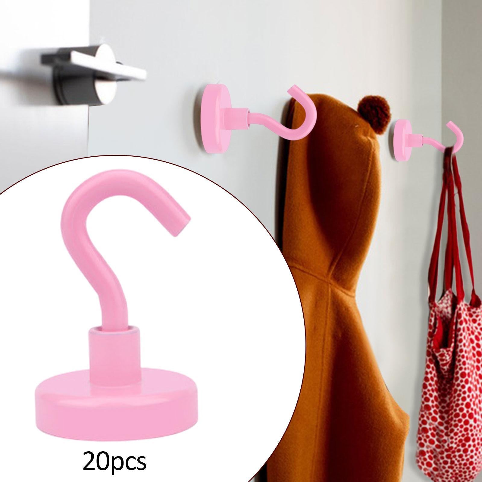 20 Pieces Magnetic Hooks Strong Hooks for Cabin Walls Beach Classroom Pink
