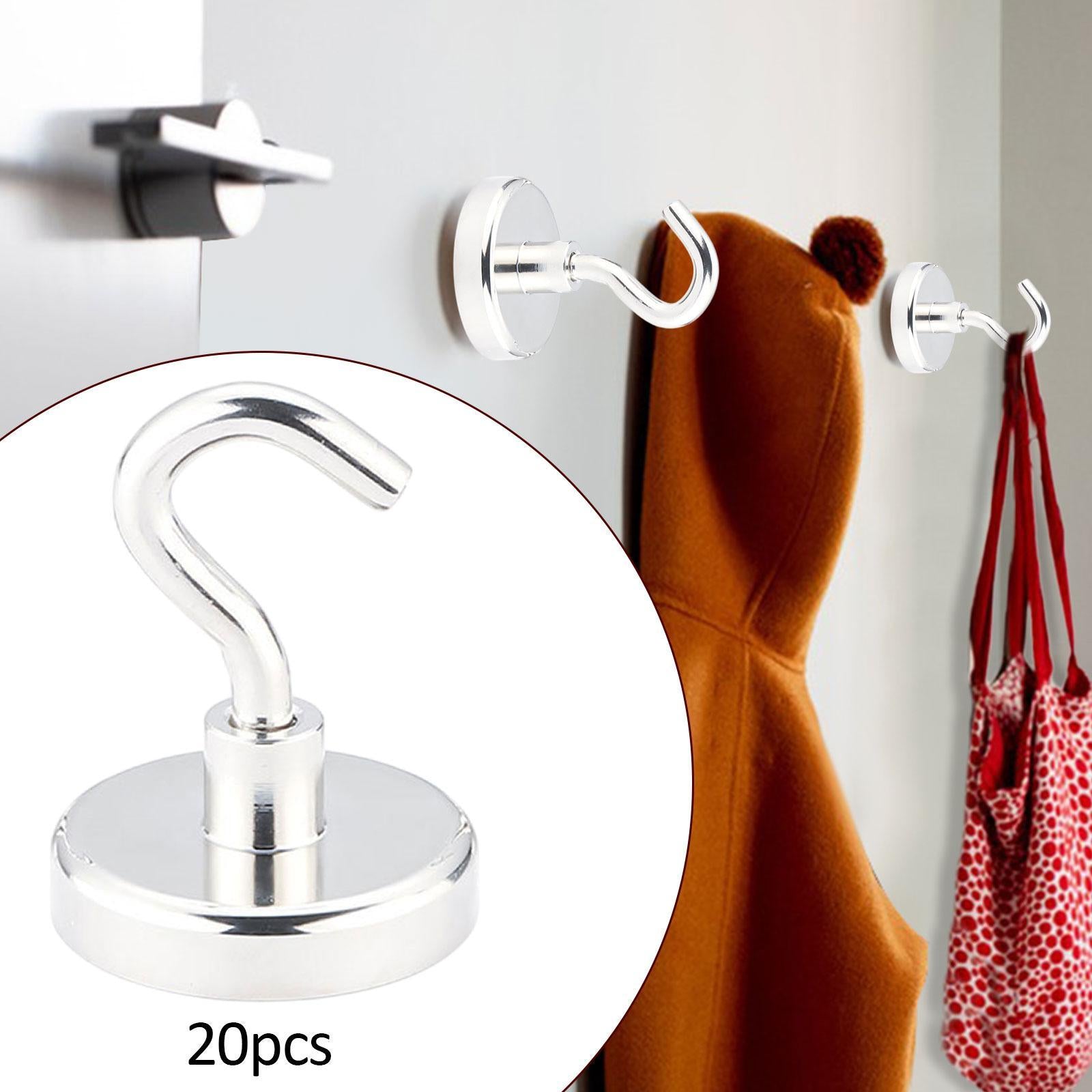 20 Pieces Magnetic Hooks Strong Hooks for Cabin Walls Beach Classroom Silver