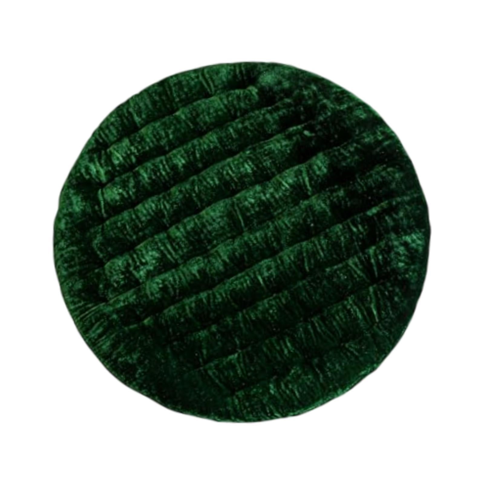 Round Chair Seat Cushion Floor Pouf Decoration for Garden Indoor Living Room Dark Green