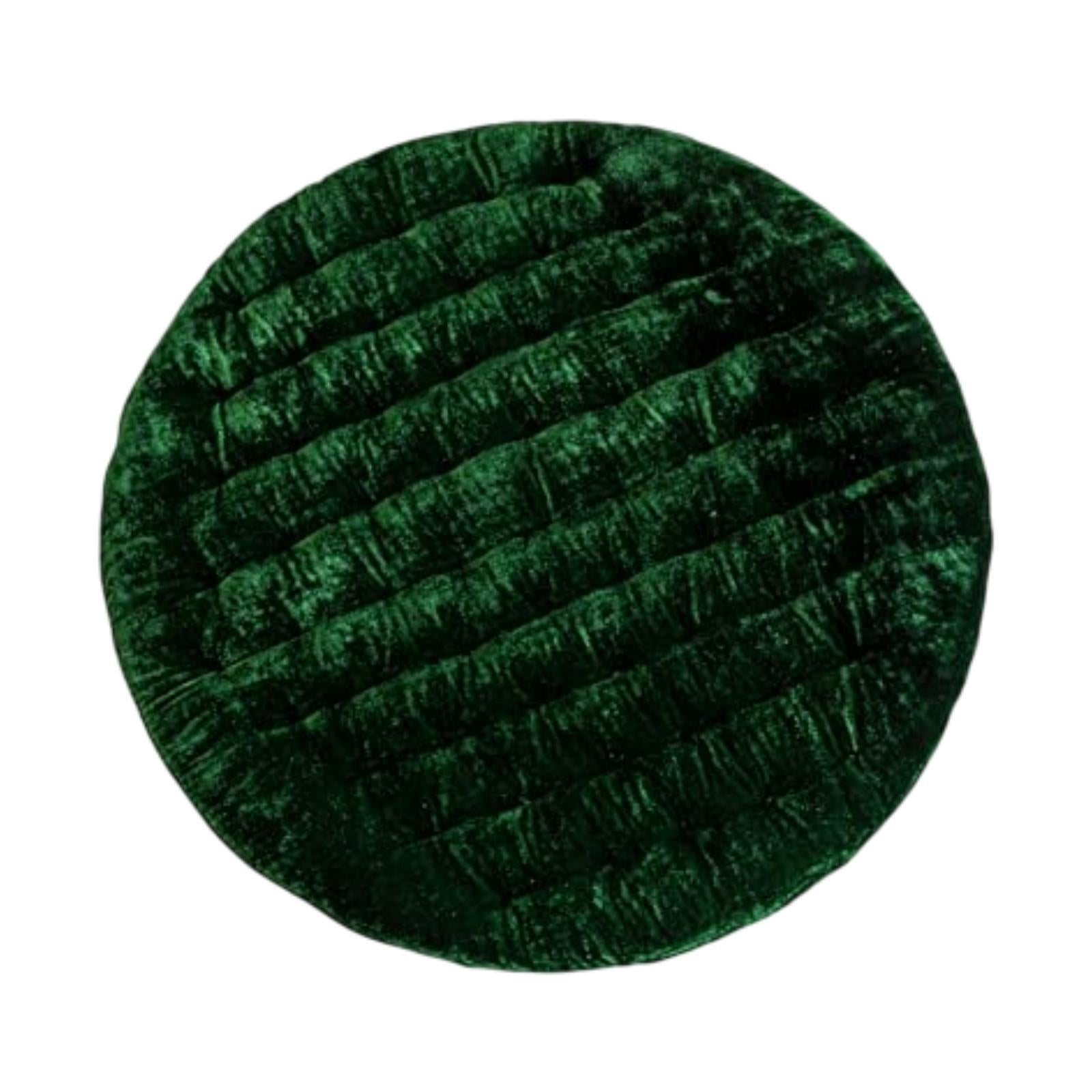 Round Chair Seat Cushion Floor Pouf Decoration for Garden Indoor Living Room Dark Green