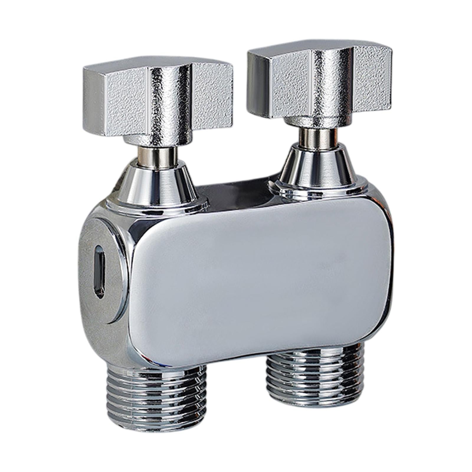 1in 2 out Double Control Valve Multifunctional Independent Switch Accessories Silver