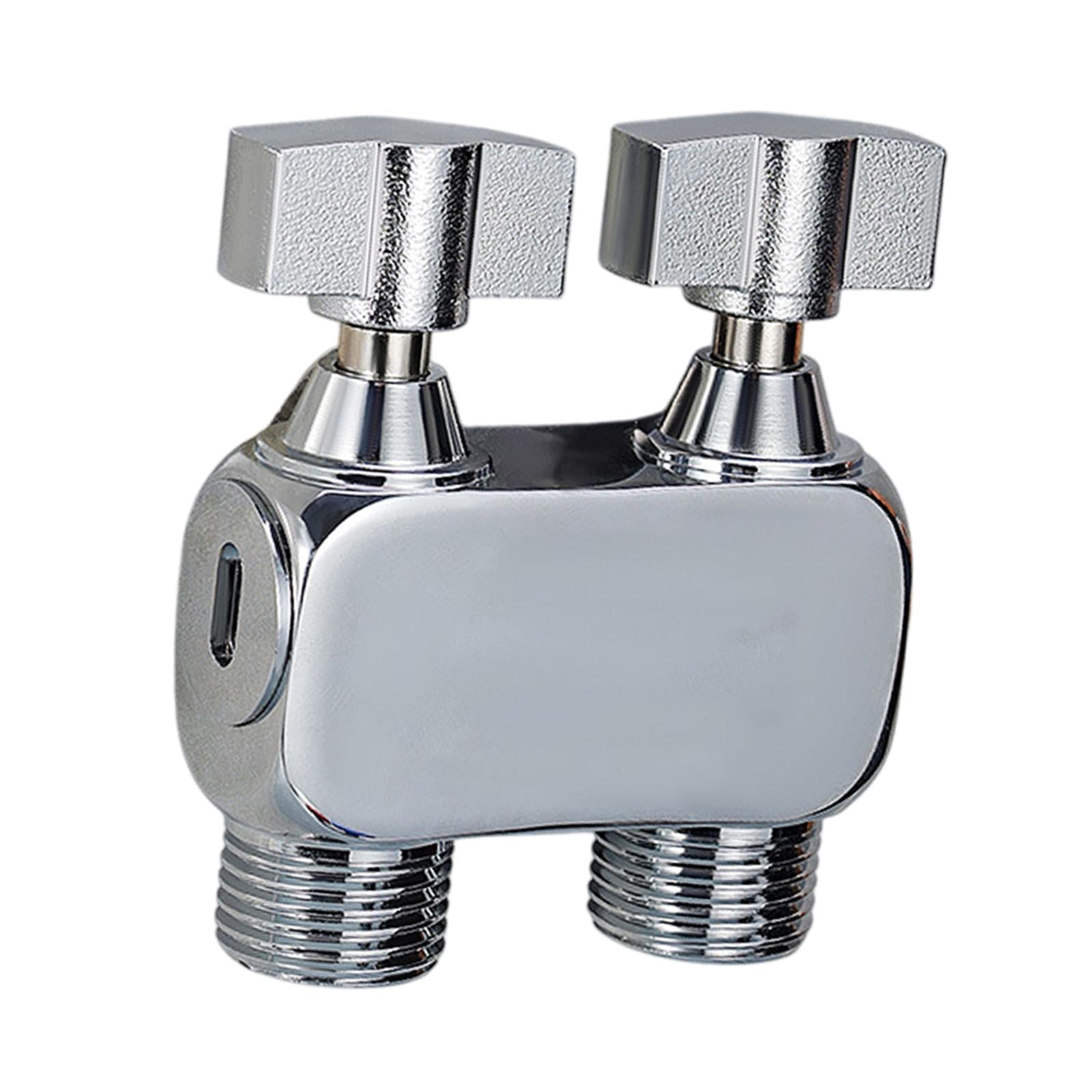 1in 2 out Double Control Valve Multifunctional Independent Switch Accessories Silver
