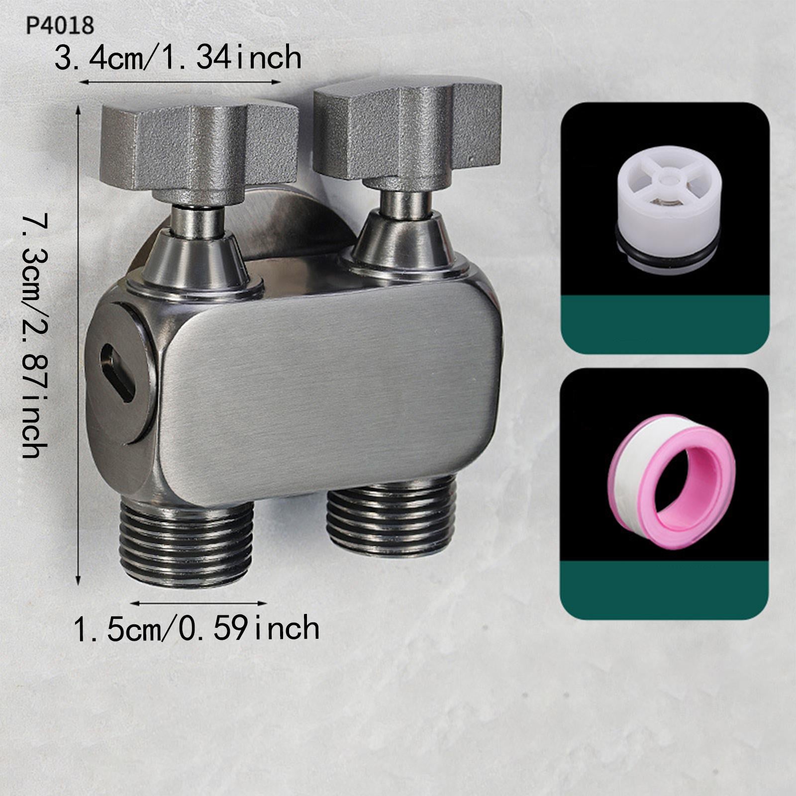1in 2 out Double Control Valve Multifunctional Independent Switch Accessories Gray