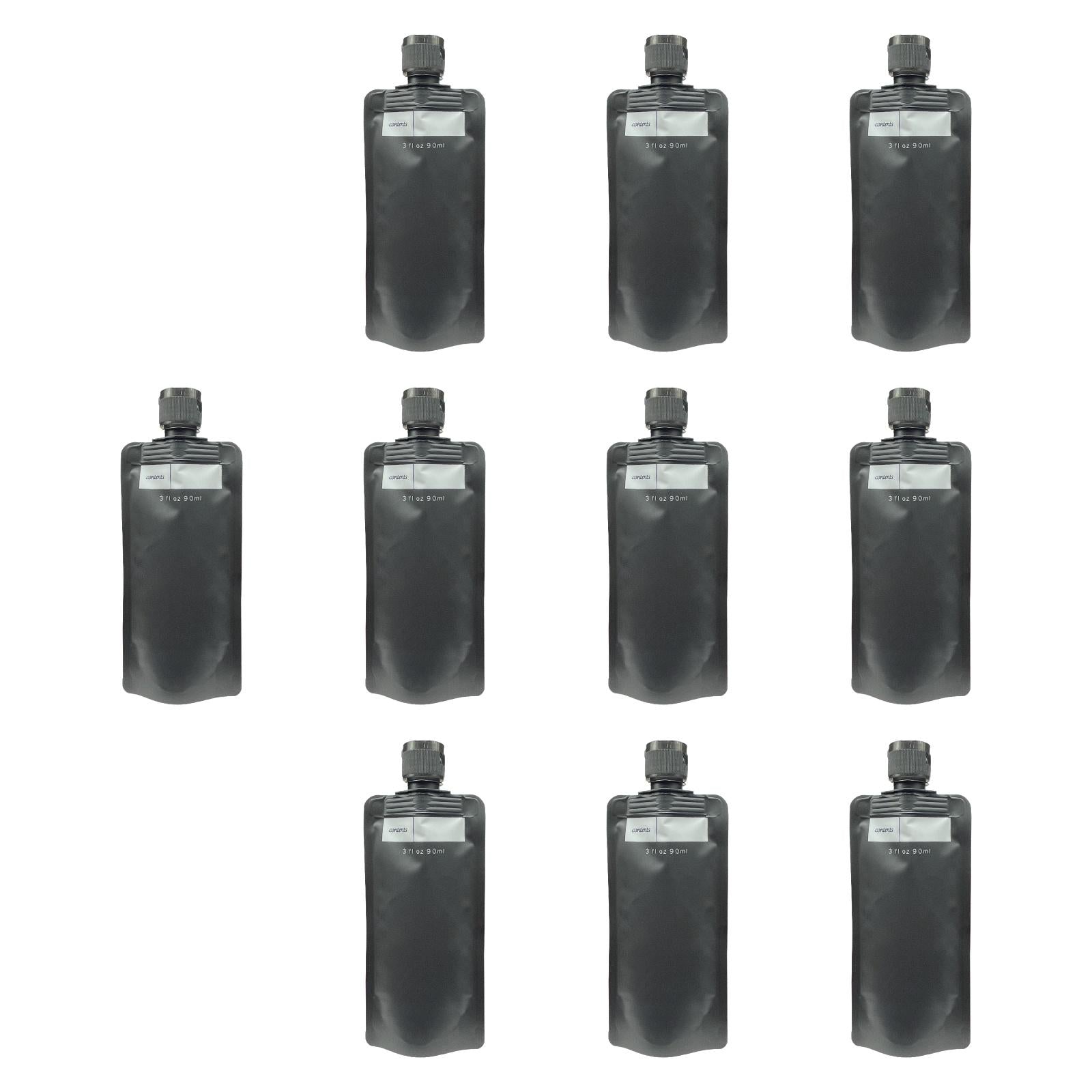 10 Pieces Travel Pouches for Toiletries 3 oz for Body Wash Travel Accessories Black