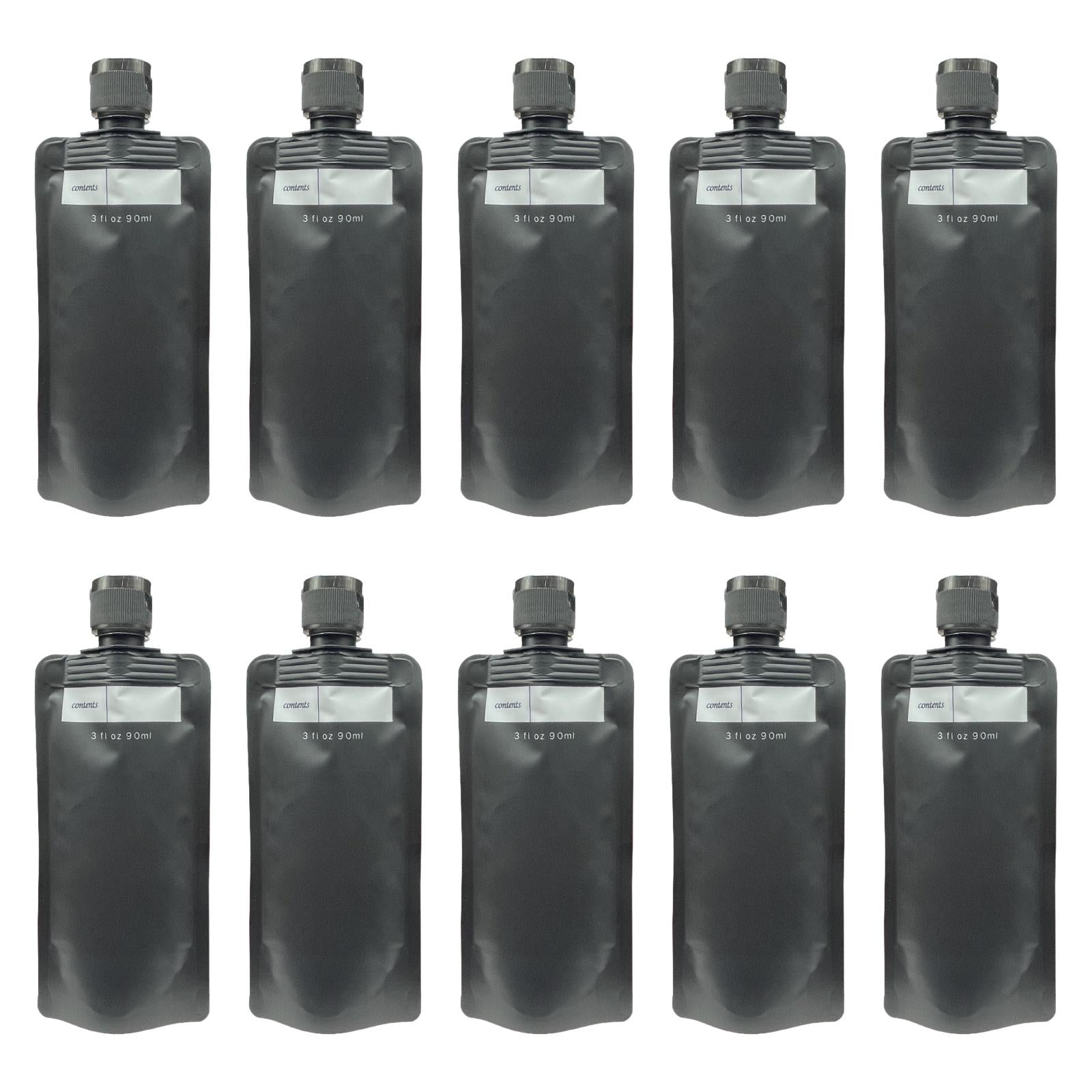 10 Pieces Travel Pouches for Toiletries 3 oz for Body Wash Travel Accessories Black