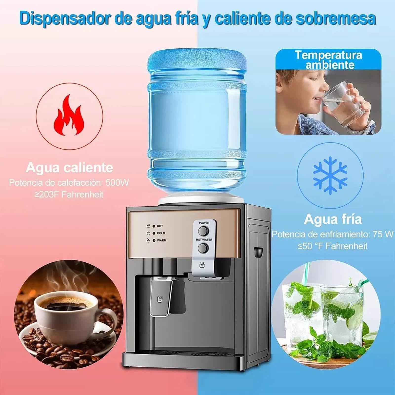 Water Dispenser Hot and Cold Water Room Temperature for Room Dorm Countertop gold