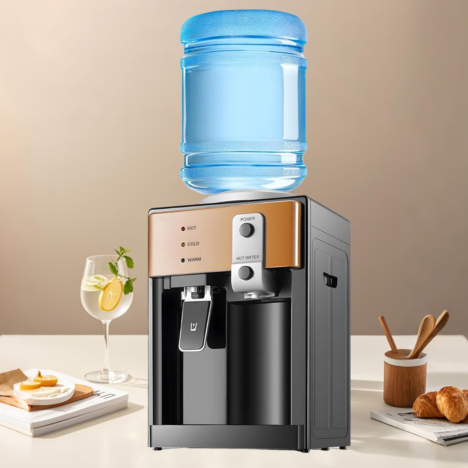 Water Dispenser Hot and Cold Water Room Temperature for Room Dorm Countertop gold