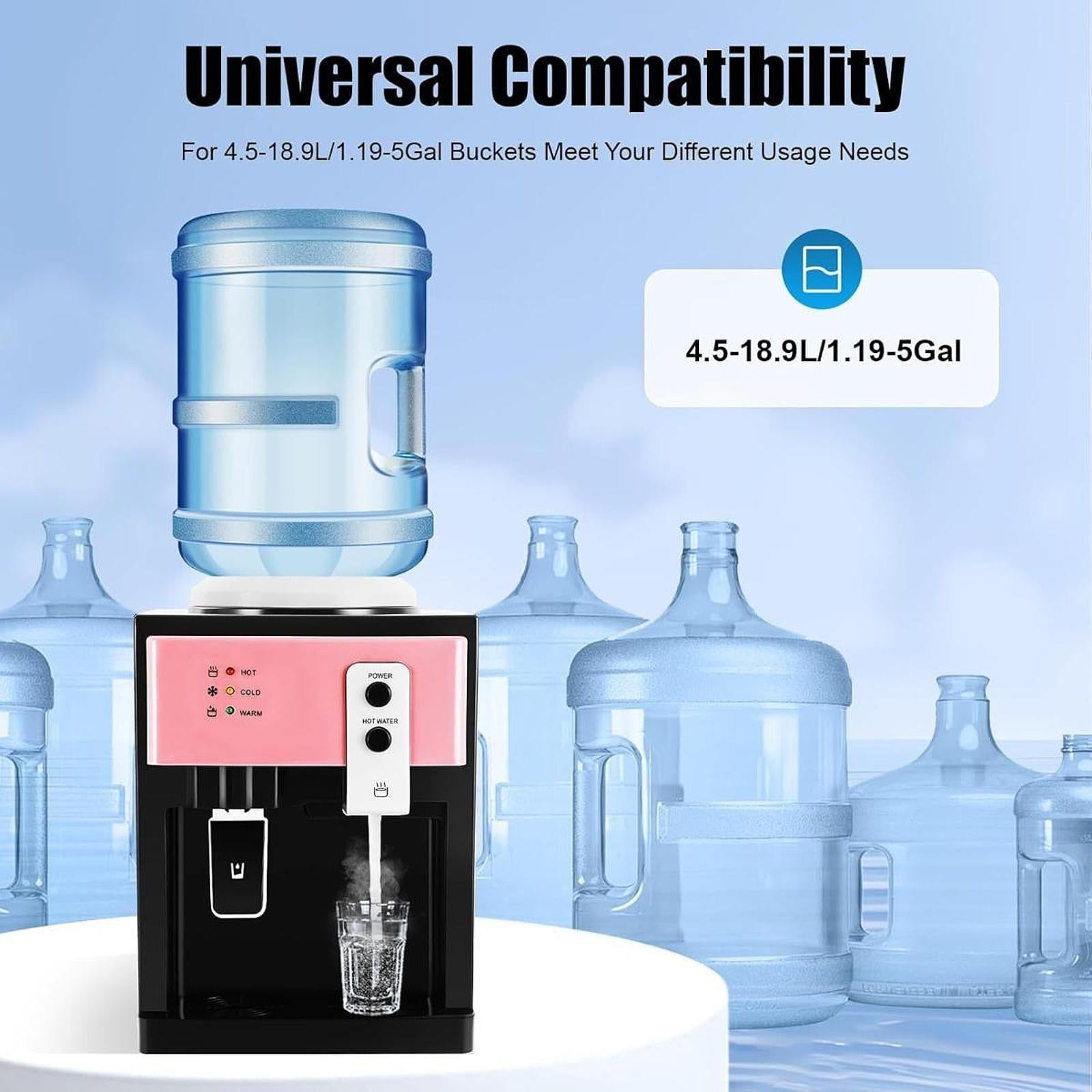 Water Dispenser Hot and Cold Water Room Temperature for Room Dorm Countertop pink