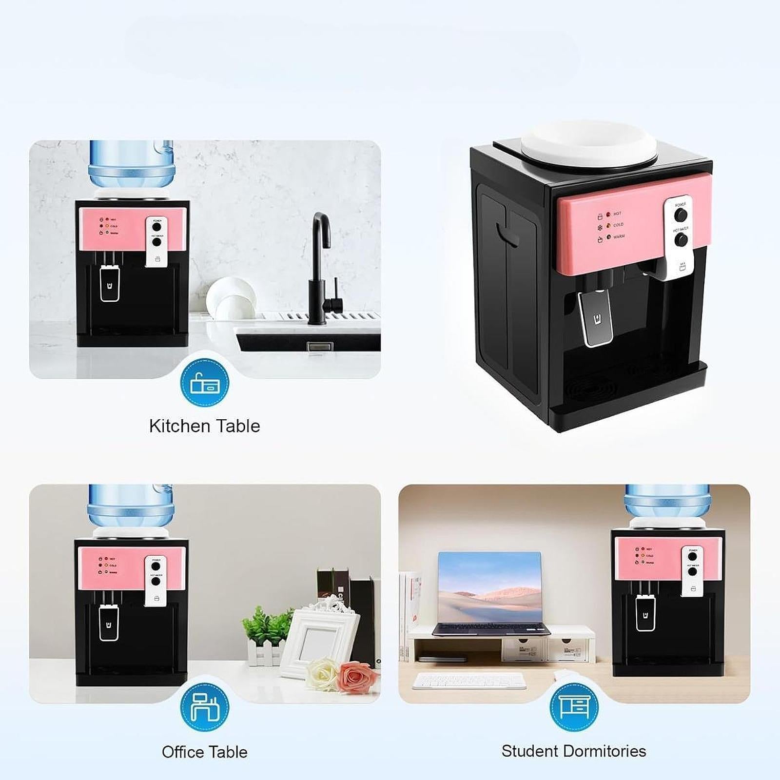 Water Dispenser Hot and Cold Water Room Temperature for Room Dorm Countertop pink