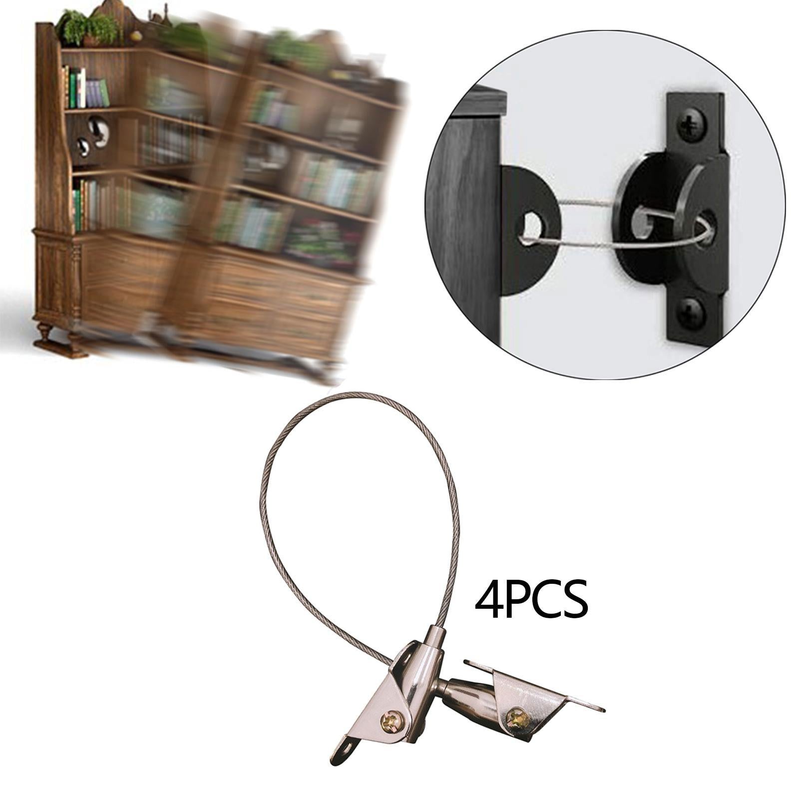 4x Furniture Anchors Metal Anti Tip Furniture Straps for Dresser Home Office