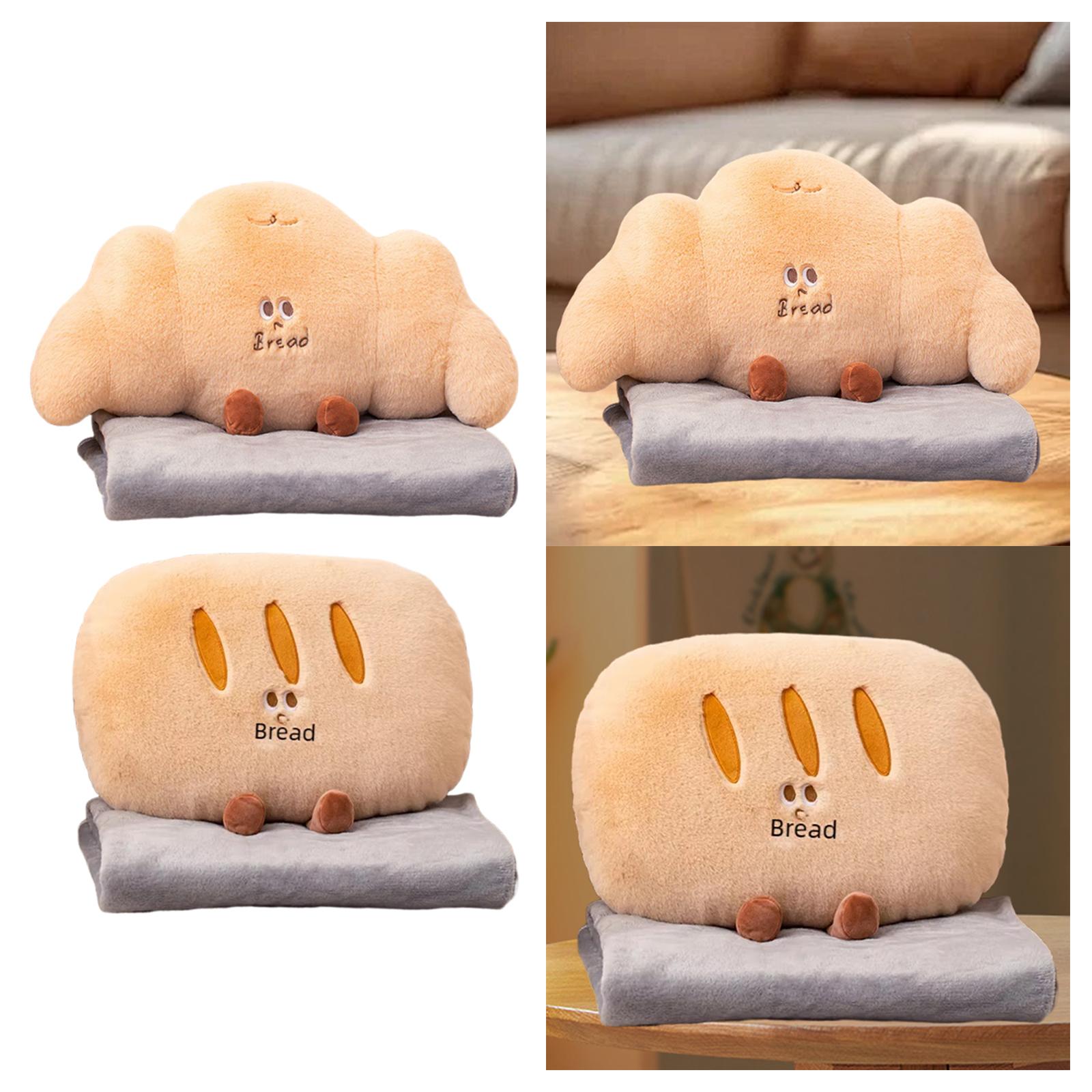 Travel Blanket Pillow Funny Portable Sofa Cushion for Home Women Living Room Croissant