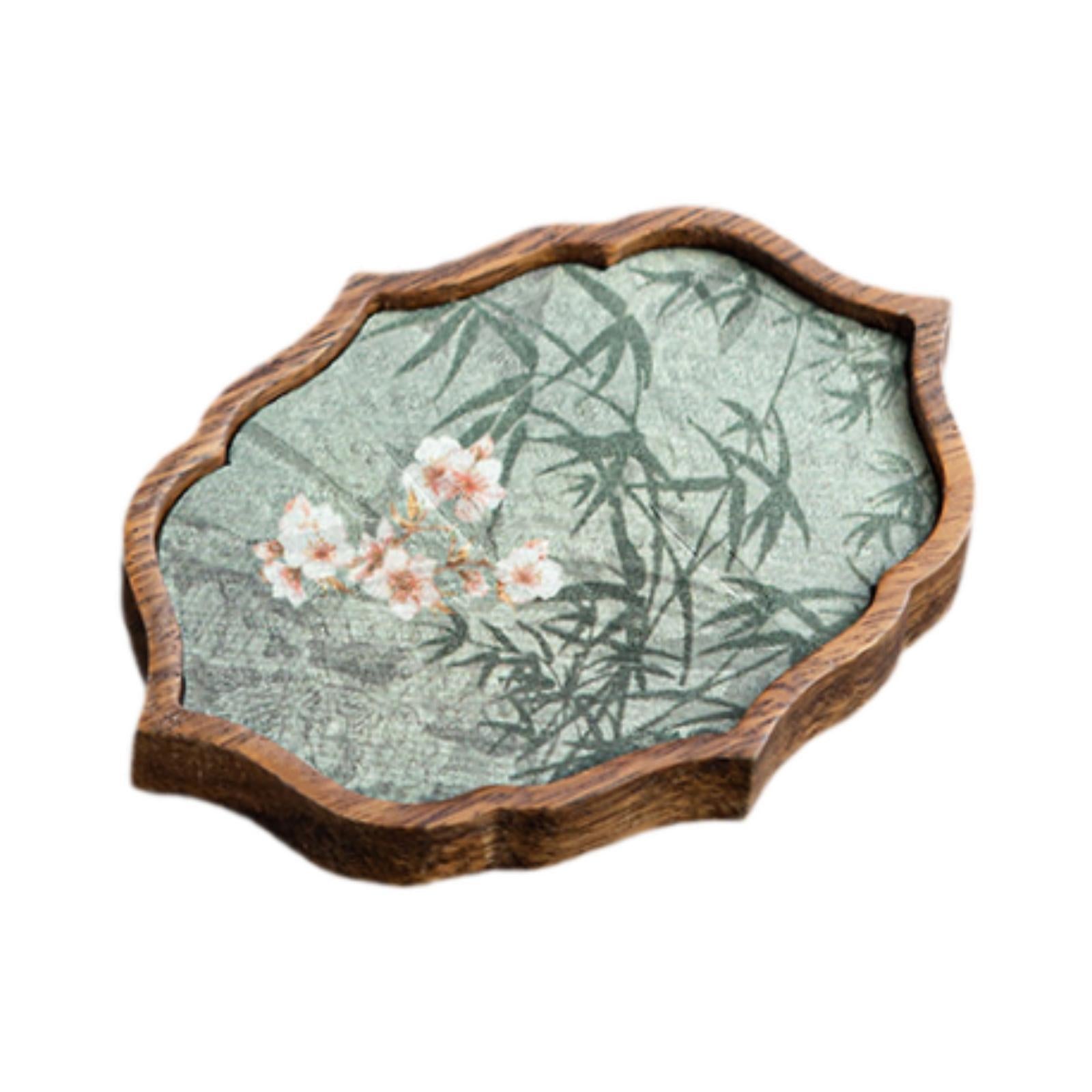 Tea Tray Accessory Wood Serving Platter for Coffee Table Snacks Dinner Small Cloud