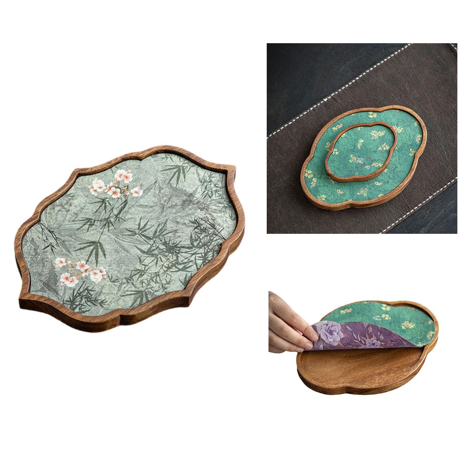 Tea Tray Accessory Wood Serving Platter for Coffee Table Snacks Dinner Large Cloud