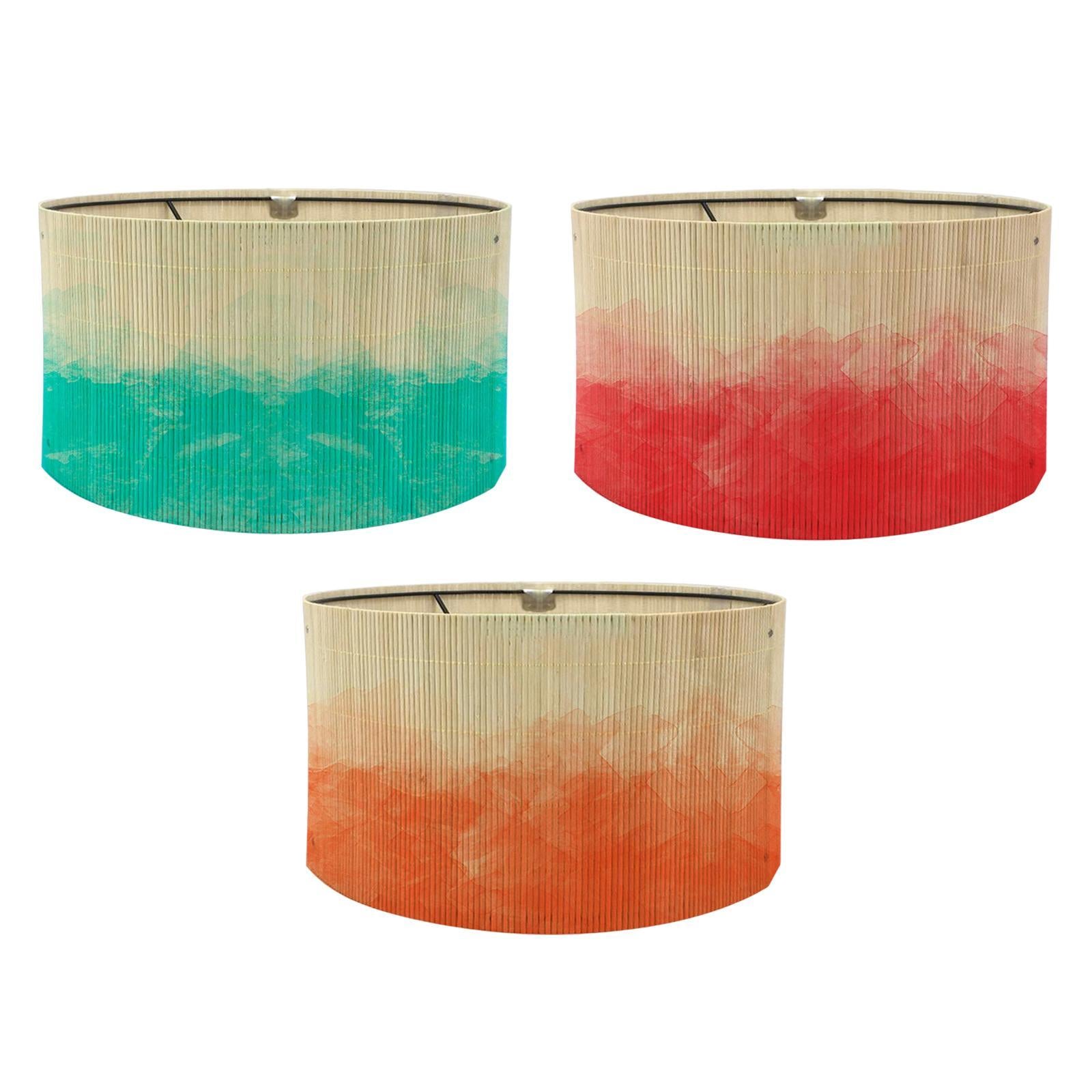 Gradient Bamboo Lamp Shade Boho Replaceable Light Cover Chandelier Lampshade Gradient Blue