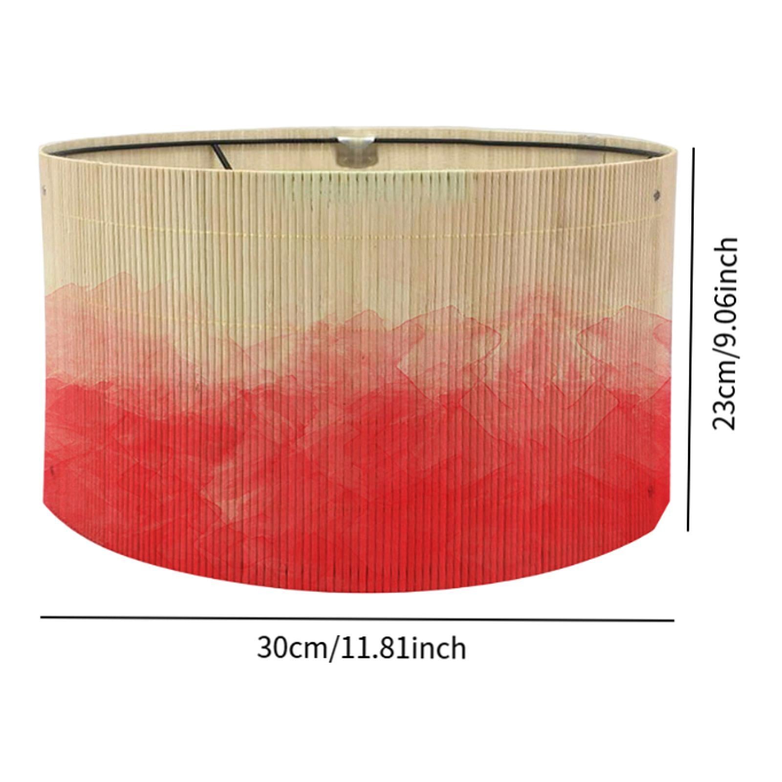 Gradient Bamboo Lamp Shade Boho Replaceable Light Cover Chandelier Lampshade Gradient Red