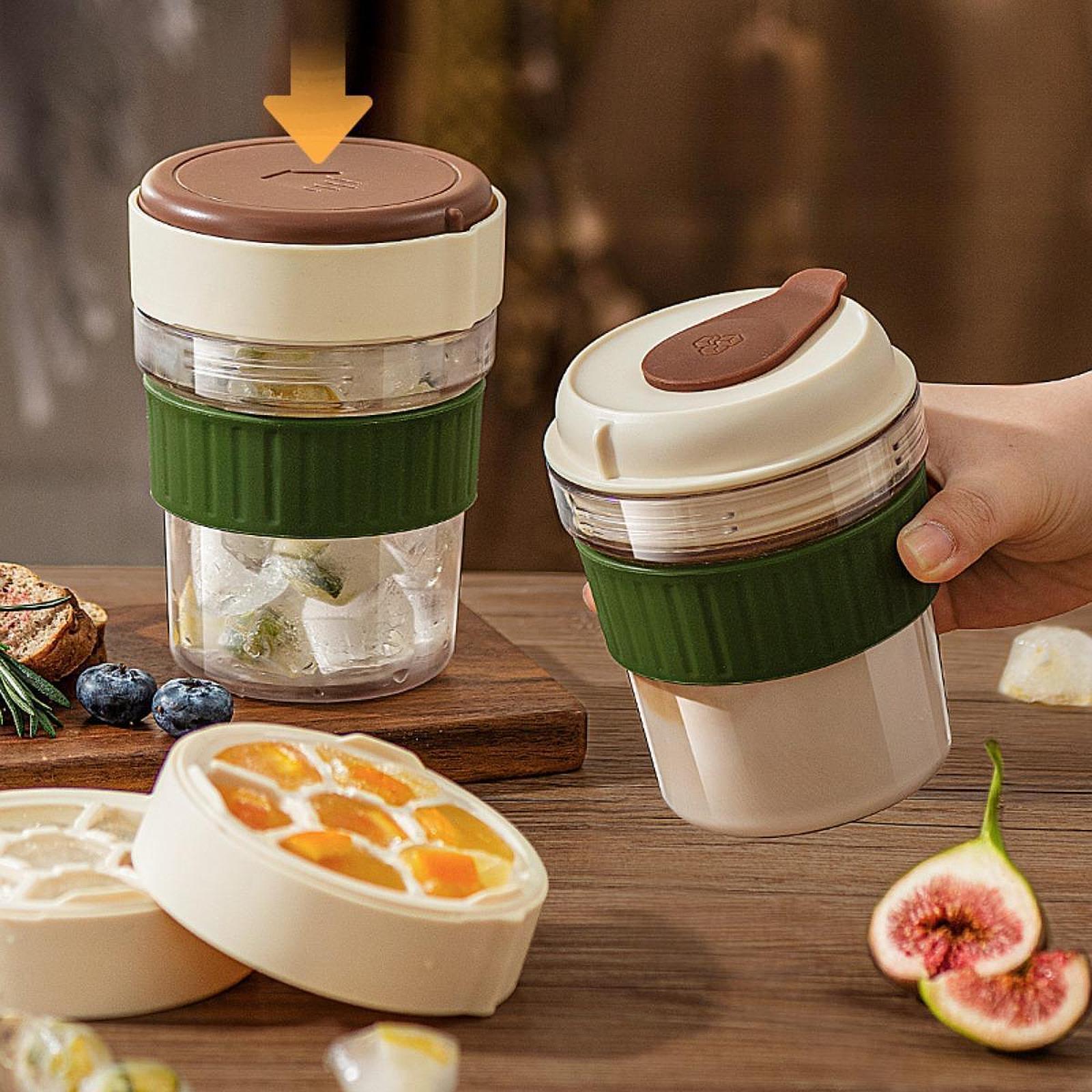 Iced Coffee Cup with Ice Tray Bottle Ice Drink Mug Tumbler Iced Beverage Cup