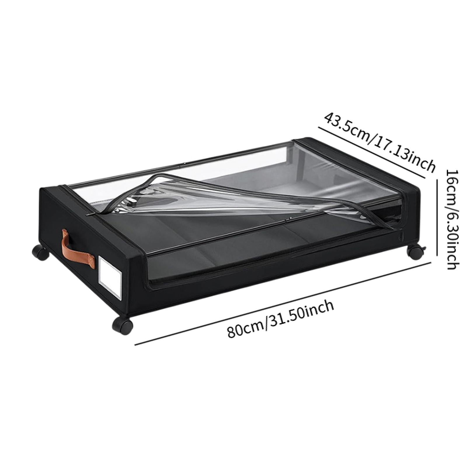 2Pcs Under Bed Storage Drawers with Lid with Wheels for Blanket Book Clothes black