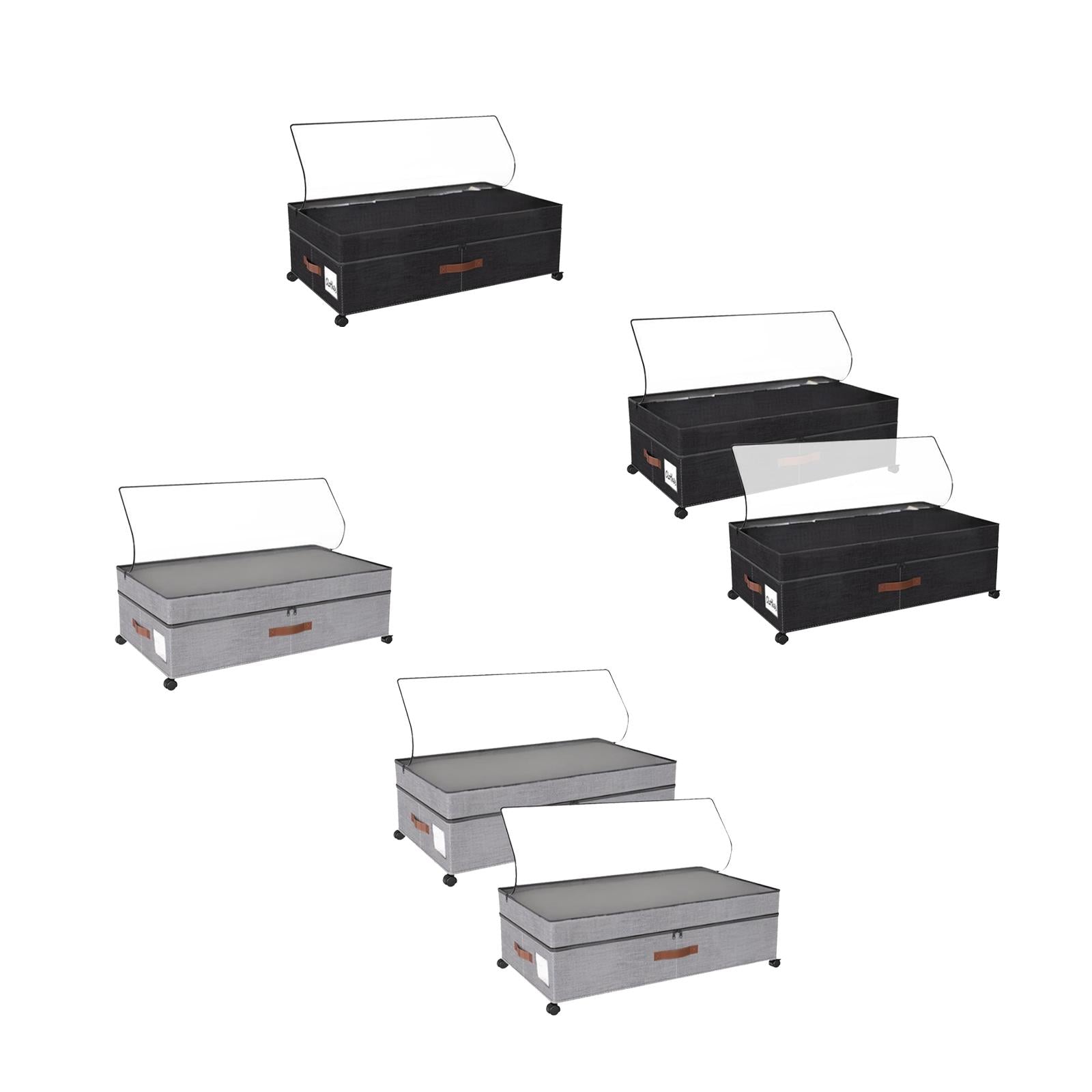 Under Bed Storage Box Silent Sturdy with Handle Large for Blanket Shoes Toys 1 piece black