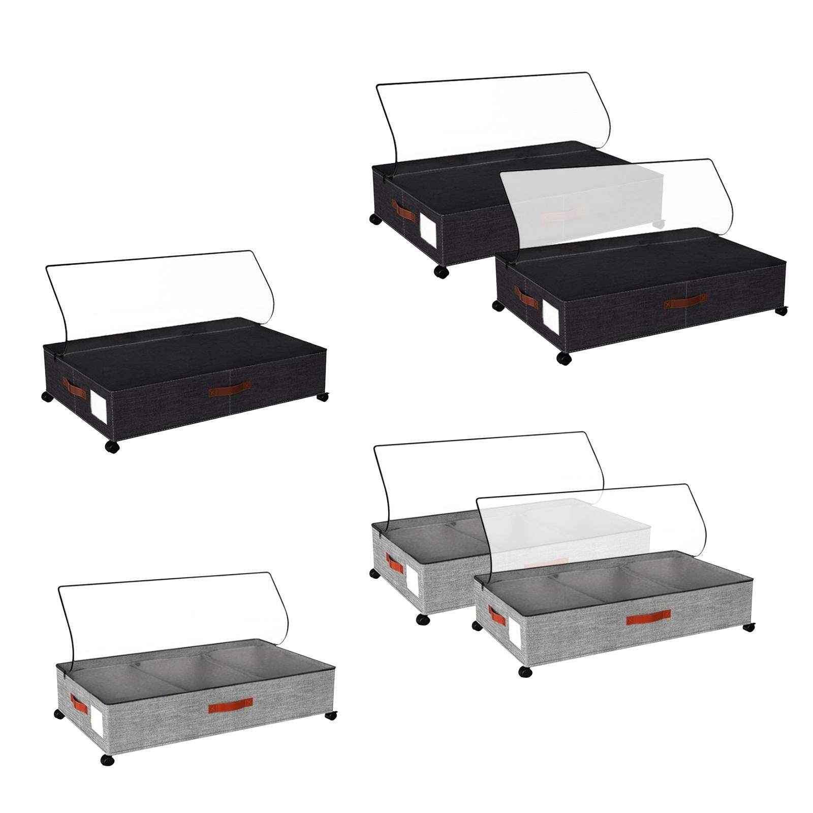 Under Bed Storage Container Convenient with Lid Large for Book Shoes Blanket black 1 piece