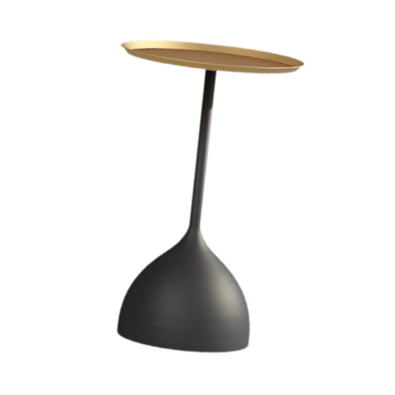 Small Side Table Fashion Decorative Bedside Tabletop for Dorm Bedroom Office Gold Tray Black Base