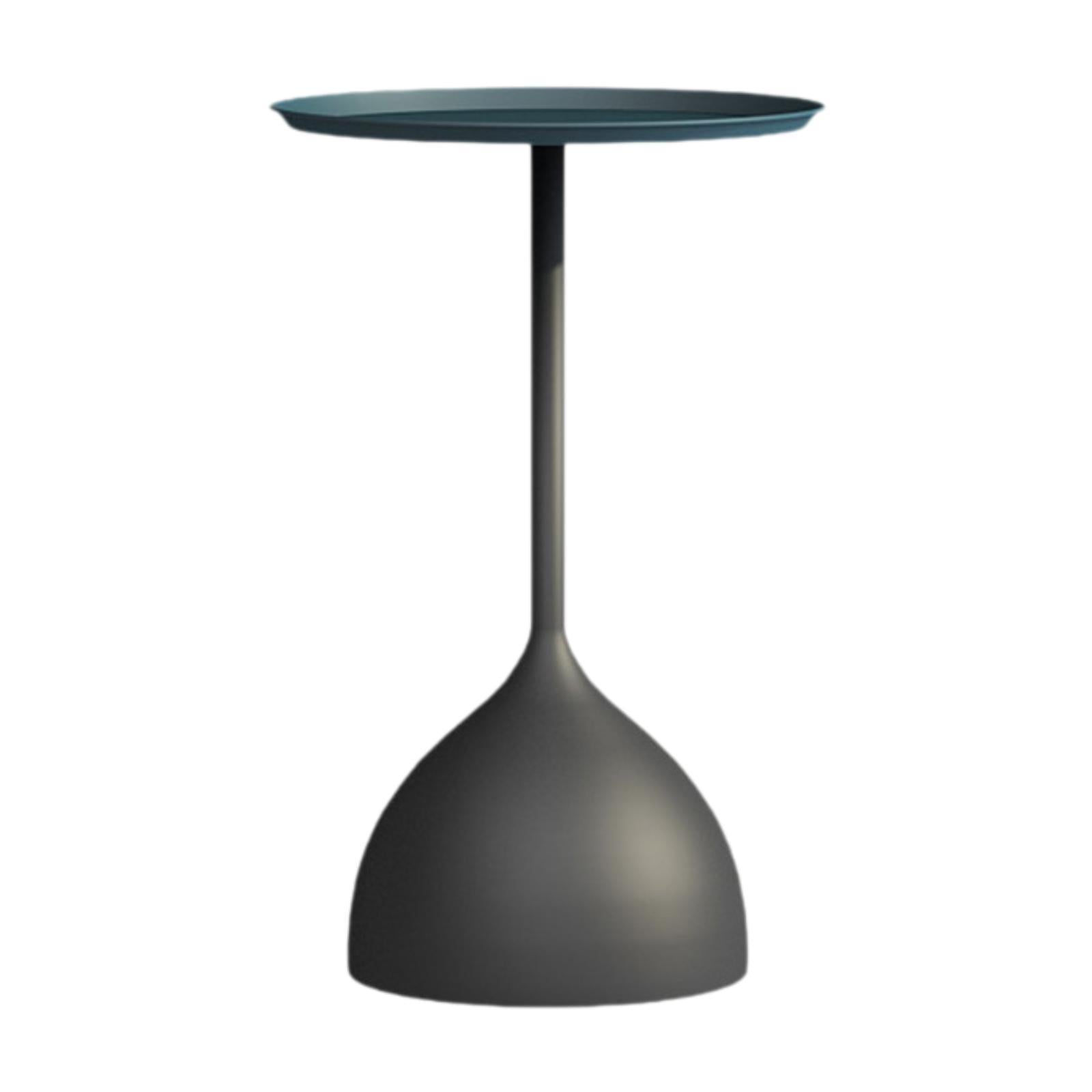 Small Side Table Fashion Decorative Bedside Tabletop for Dorm Bedroom Office Blue Top Tray Black Base