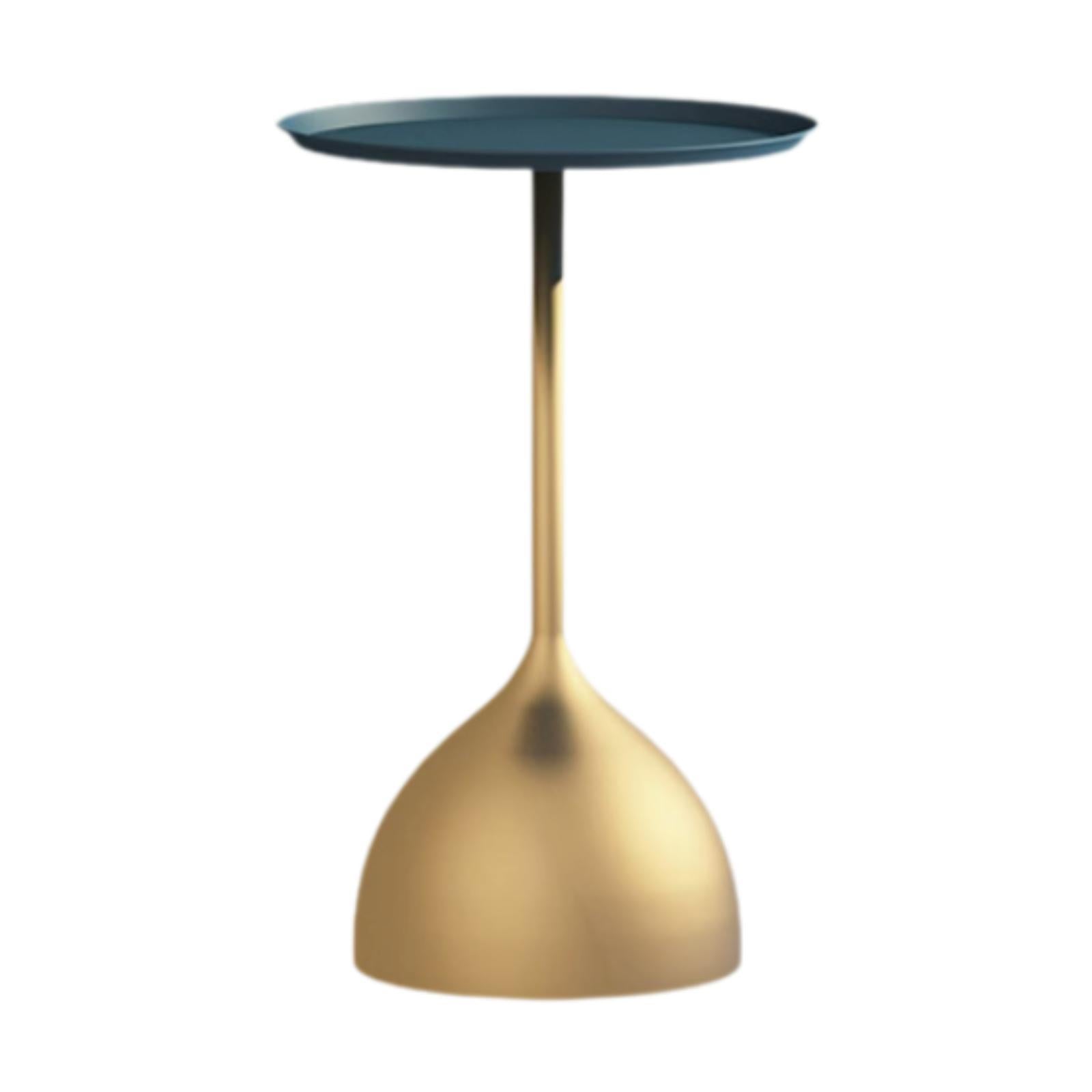 Small Side Table Fashion Decorative Bedside Tabletop for Dorm Bedroom Office Blue Top Tray Gold Base