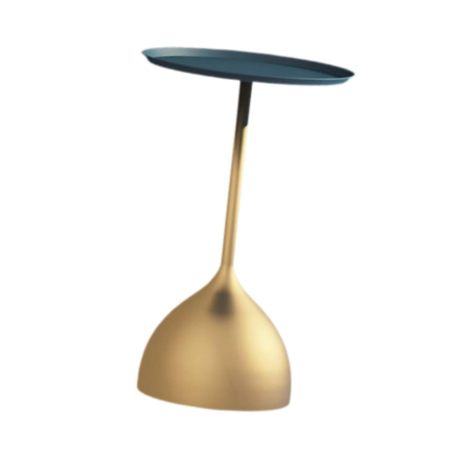 Small Side Table Fashion Decorative Bedside Tabletop for Dorm Bedroom Office Blue Top Tray Gold Base