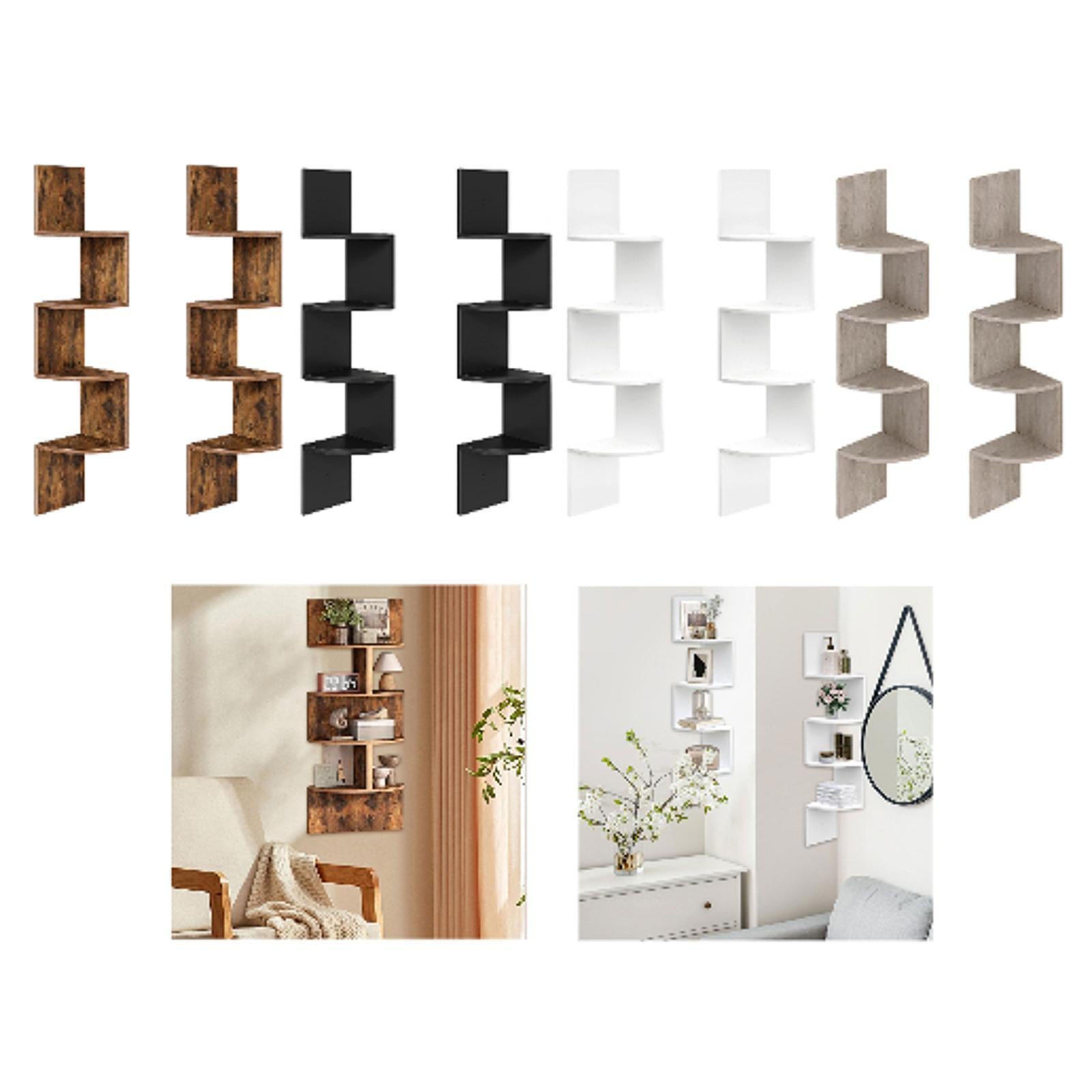 2Pcs Corner Shelf Wall Mount Corner Floating Shelves for Kitchen Office Home Brown