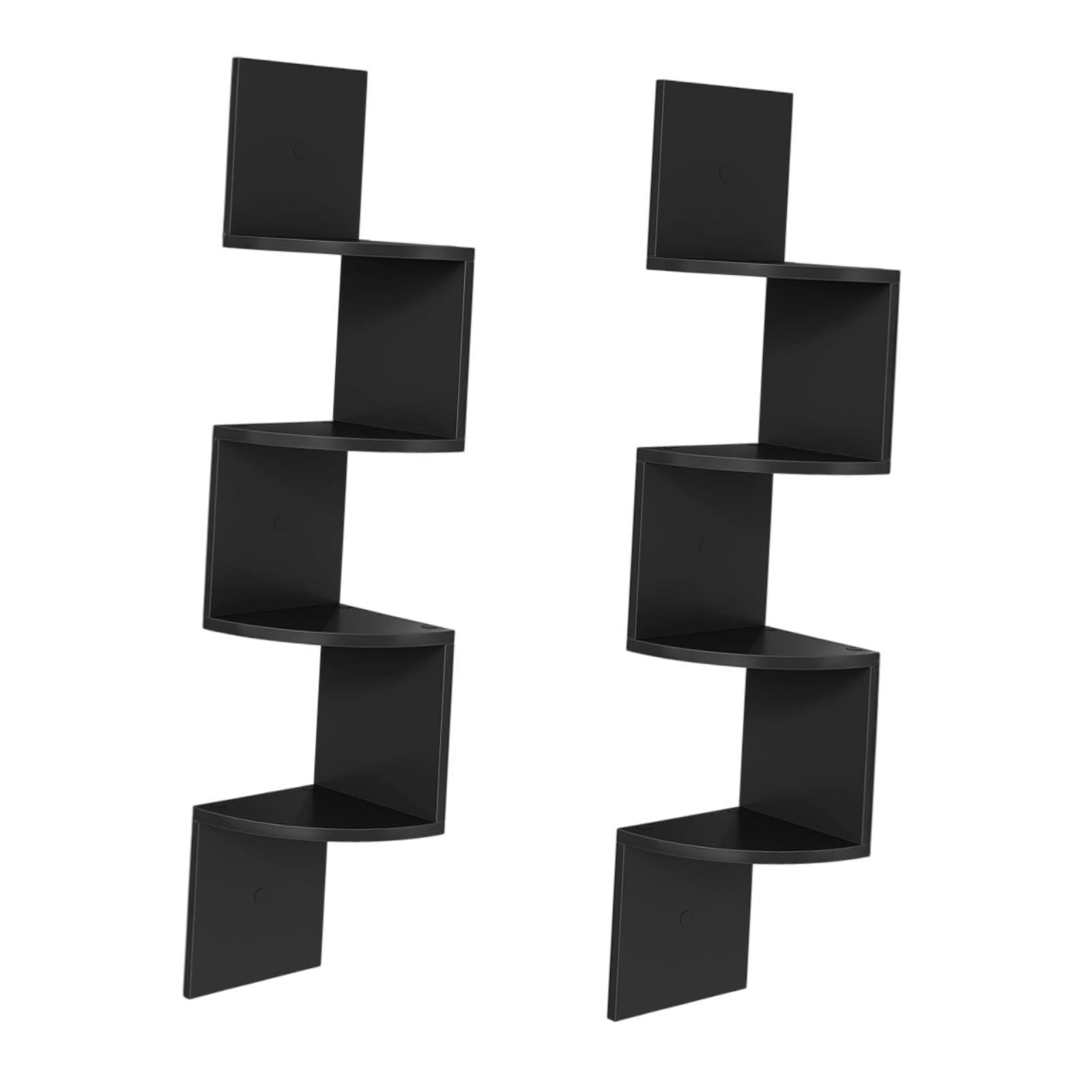 2Pcs Corner Shelf Wall Mount Corner Floating Shelves for Kitchen Office Home Black