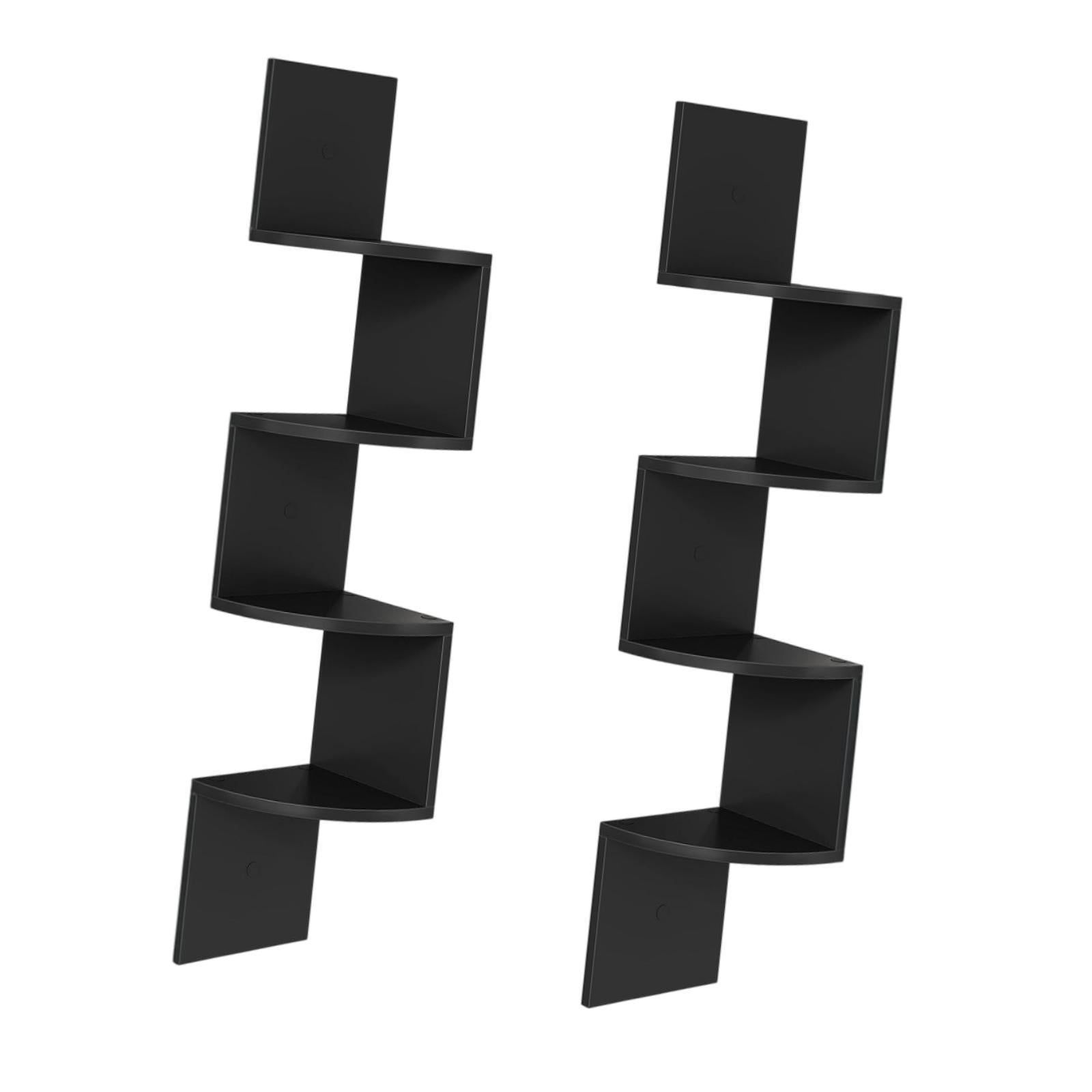 2Pcs Corner Shelf Wall Mount Corner Floating Shelves for Kitchen Office Home Black