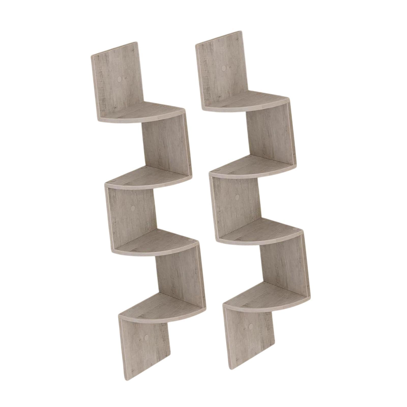 2Pcs Corner Shelf Wall Mount Corner Floating Shelves for Kitchen Office Home Grey
