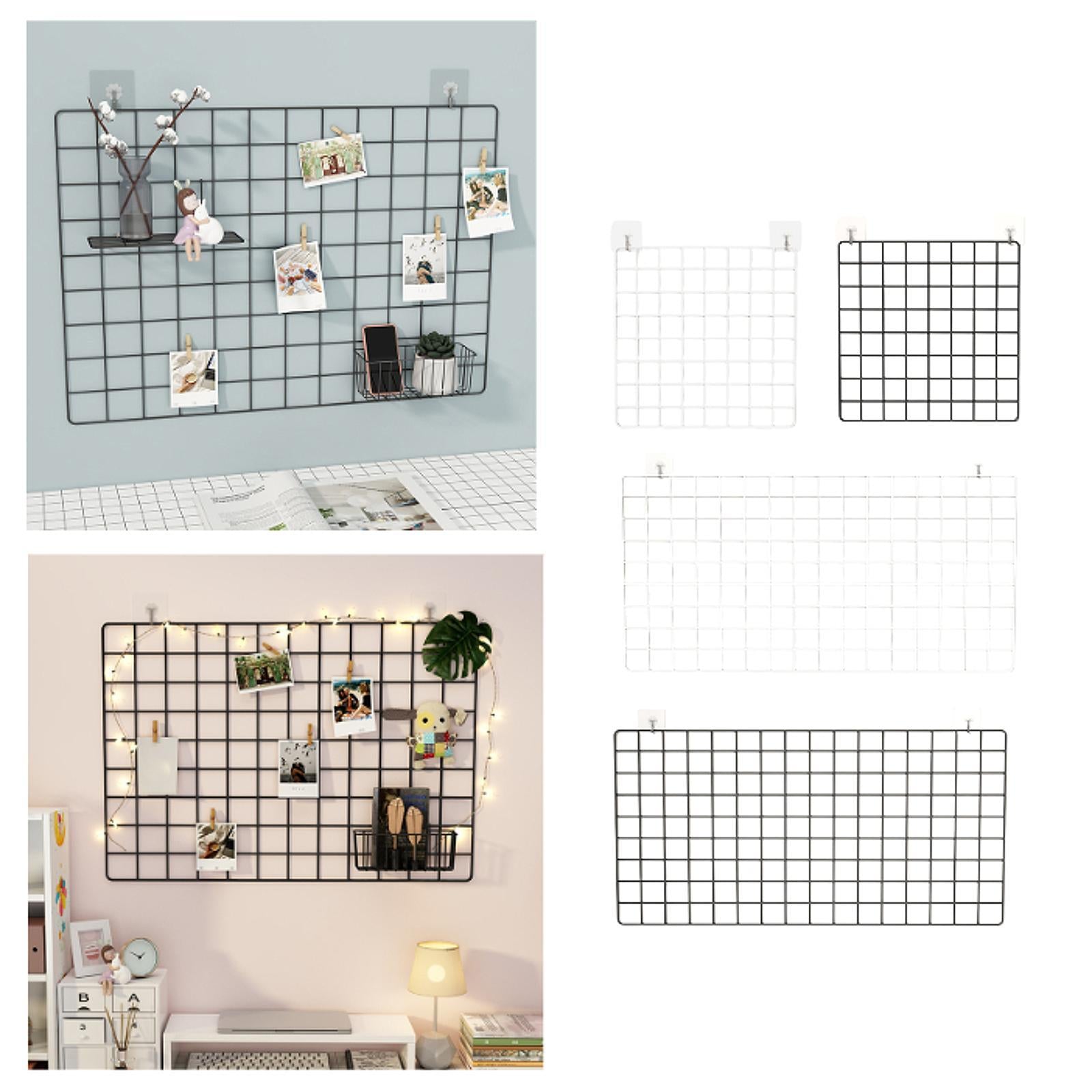 Wall Grid Panel for Photo Display Wire Notice Memo Board for Livingroom Home White 35x35cm
