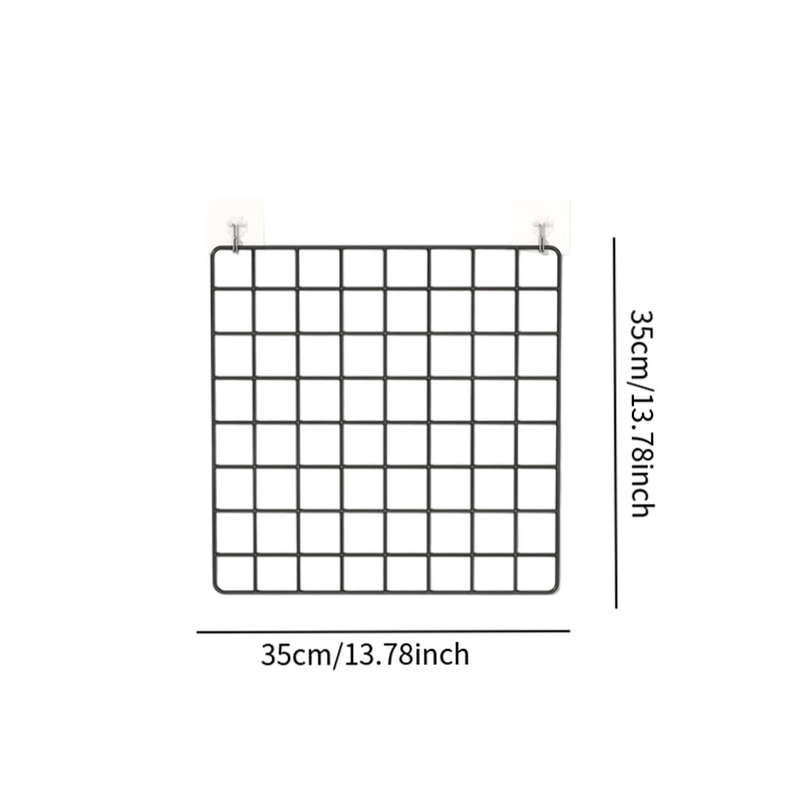 Wall Grid Panel for Photo Display Wire Notice Memo Board for Livingroom Home Black 35x35cm