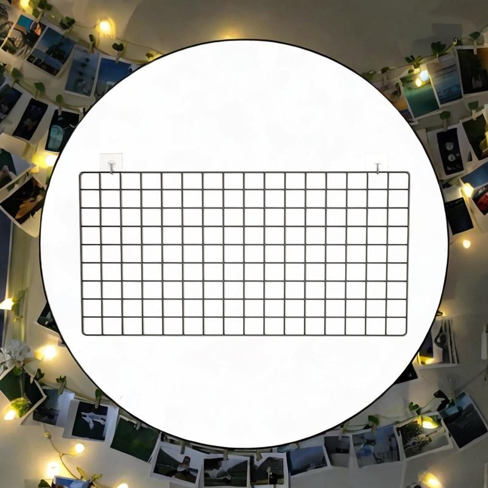 Wall Grid Panel for Photo Display Wire Notice Memo Board for Livingroom Home Black 40x80cm