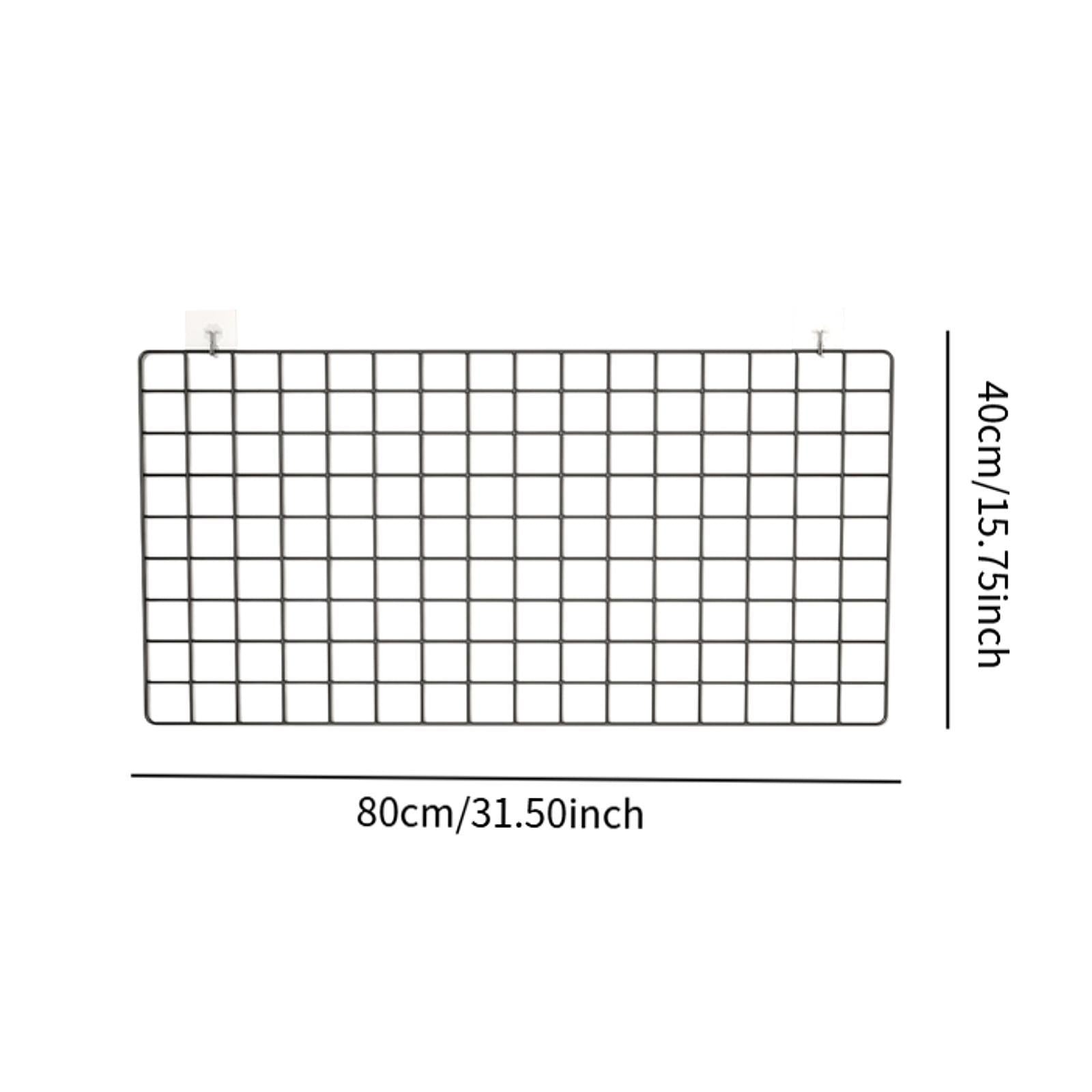 Wall Grid Panel for Photo Display Wire Notice Memo Board for Livingroom Home Black 40x80cm