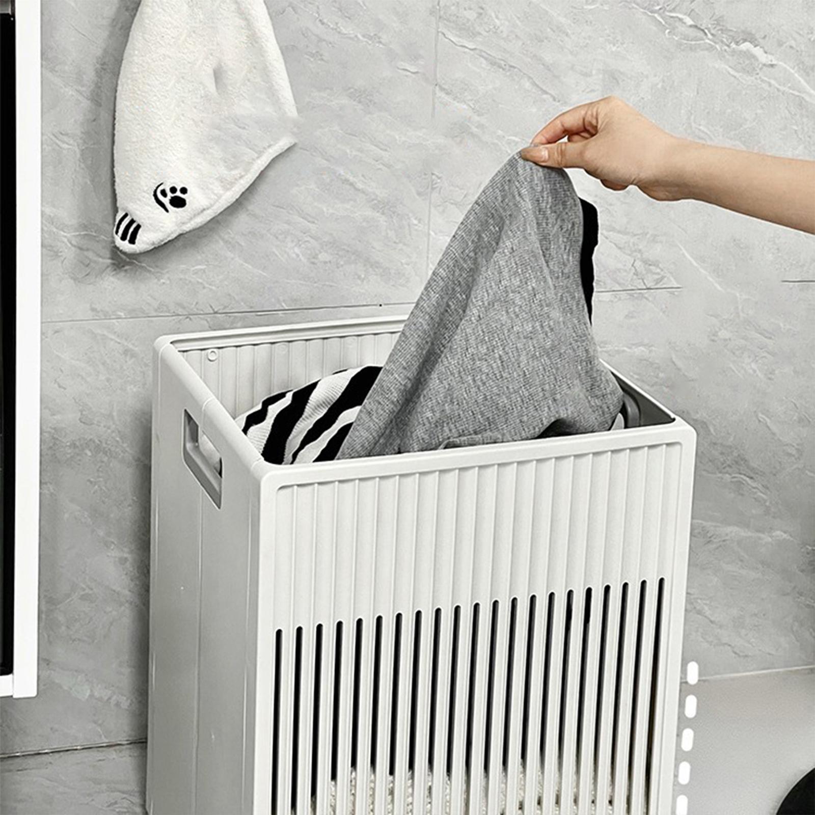 Laundry Basket Modern Versatile Dirty Clothes Basket for Bedroom Dorm Travel Gray White
