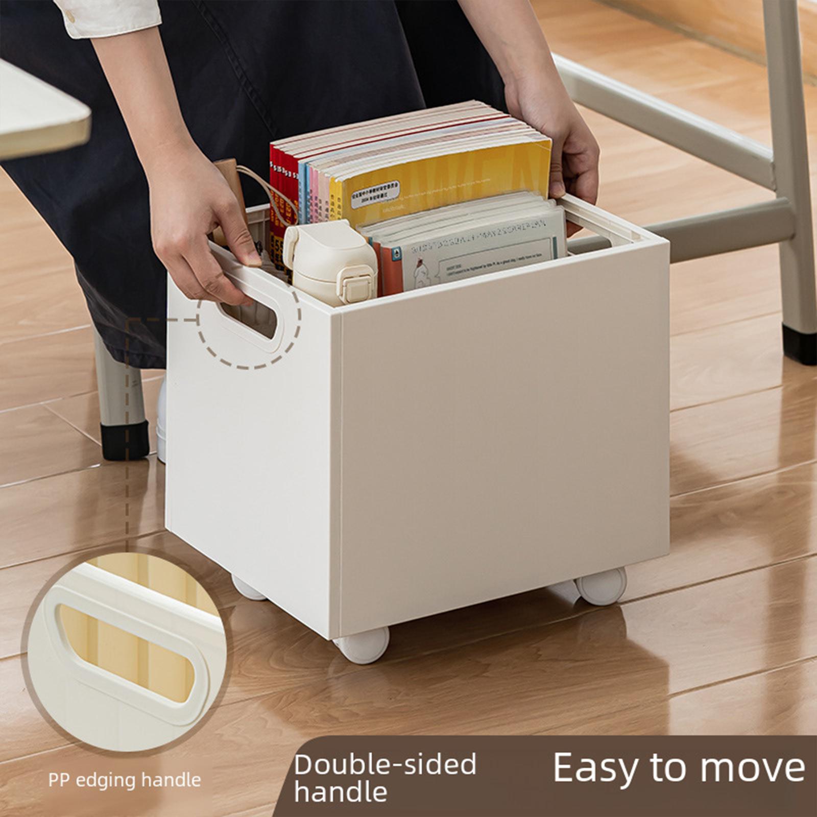 Stackable Book Storage Box Minimalist Rolling File Organizer for Home Office White