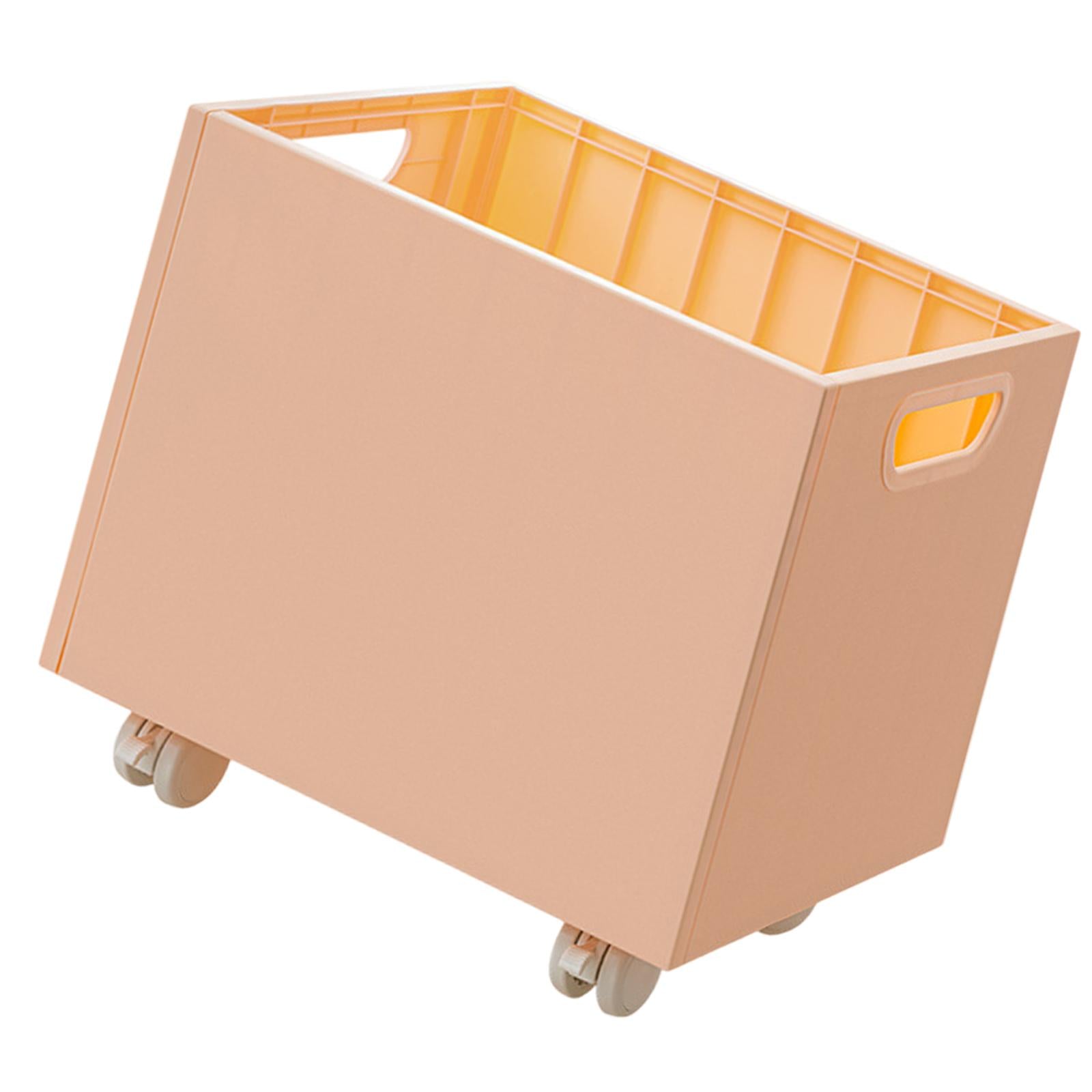 Stackable Book Storage Box Minimalist Rolling File Organizer for Home Office Pink