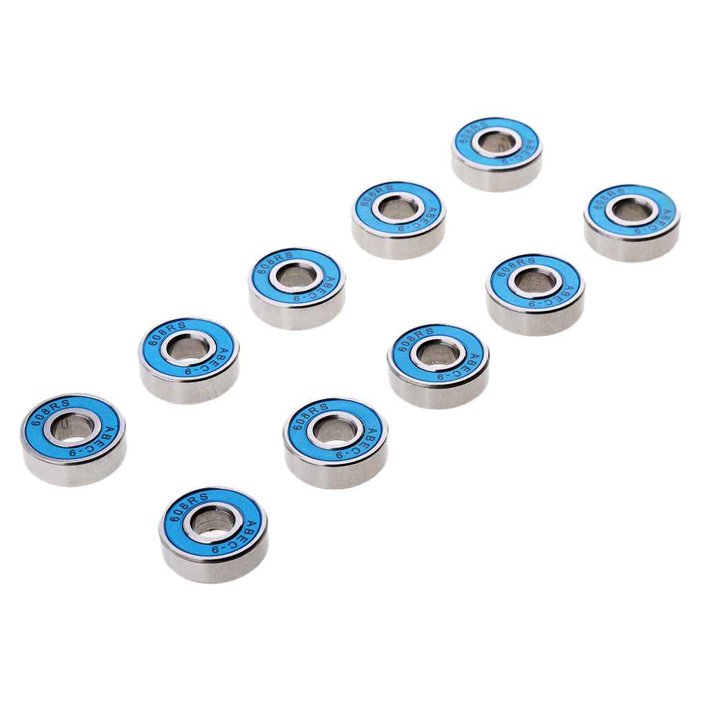 10 Pieces ABEC-9 608RS Roller Skate Wheel Bearings Seal Ball Bearings Blue
