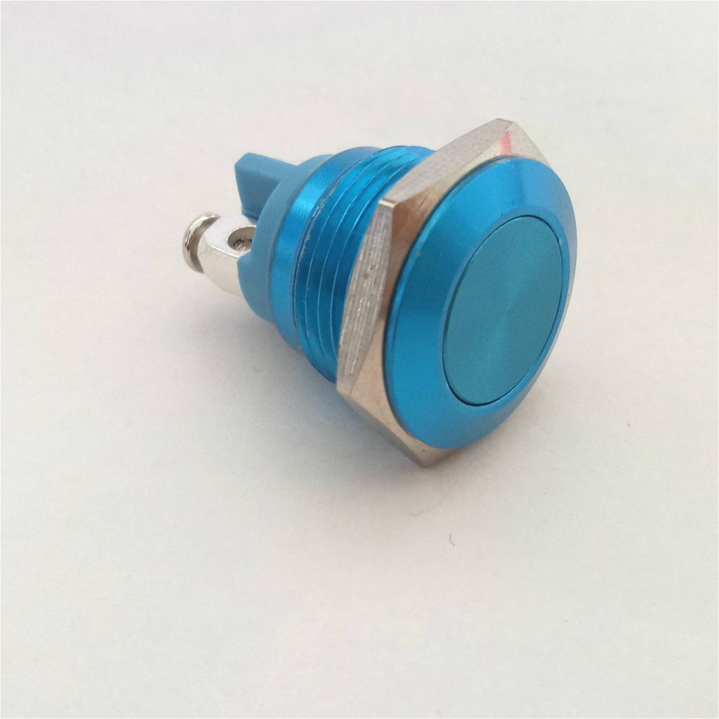 16mm Waterproof Metal Switch Push Start Button Latching Horn Starter Blue