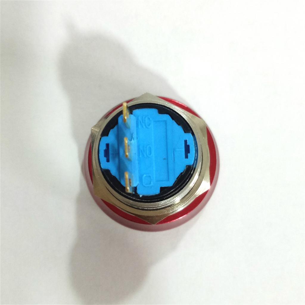 AC 220V 5A 19mm Red Mushroom Cap Emergency Stop Push Button Switch 1NO 1NC
