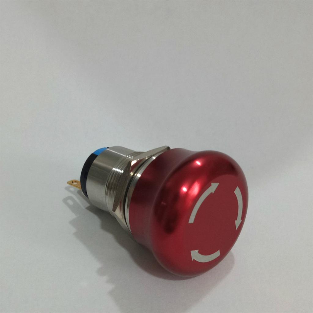 AC 220V 5A 19mm Red Mushroom Cap Emergency Stop Push Button Switch 1NO 1NC