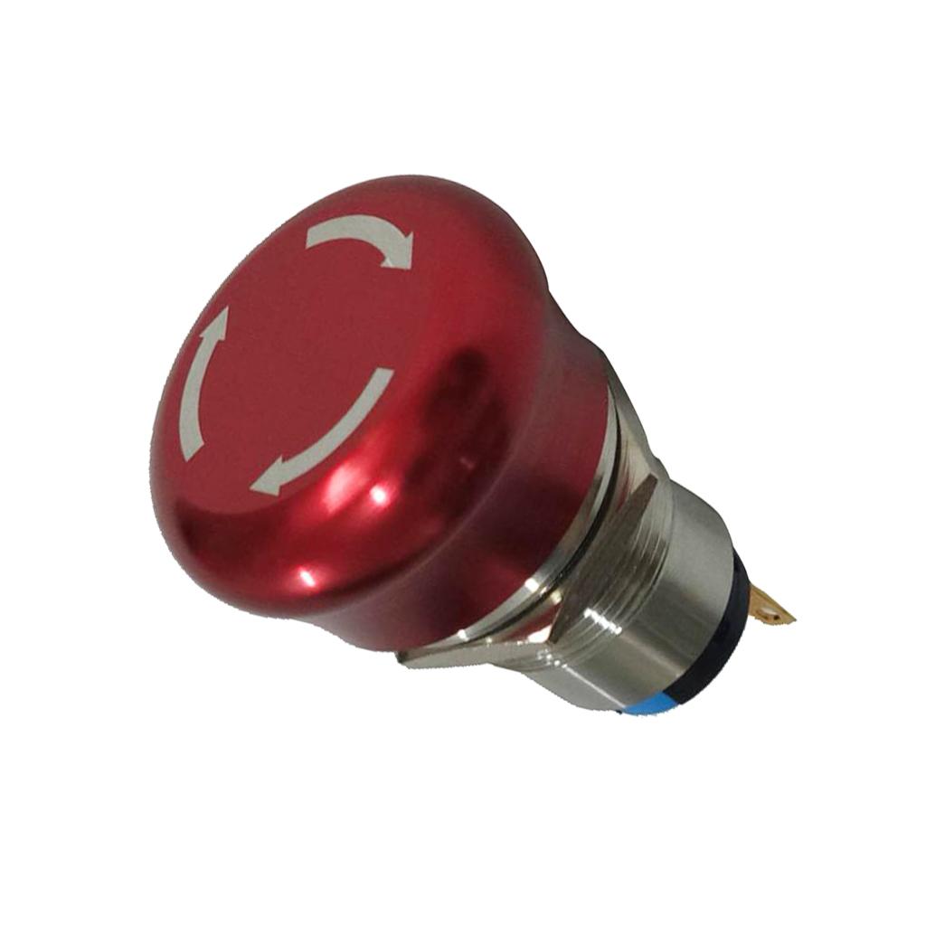 AC 220V 5A 19mm Red Mushroom Cap Emergency Stop Push Button Switch 1NO 1NC