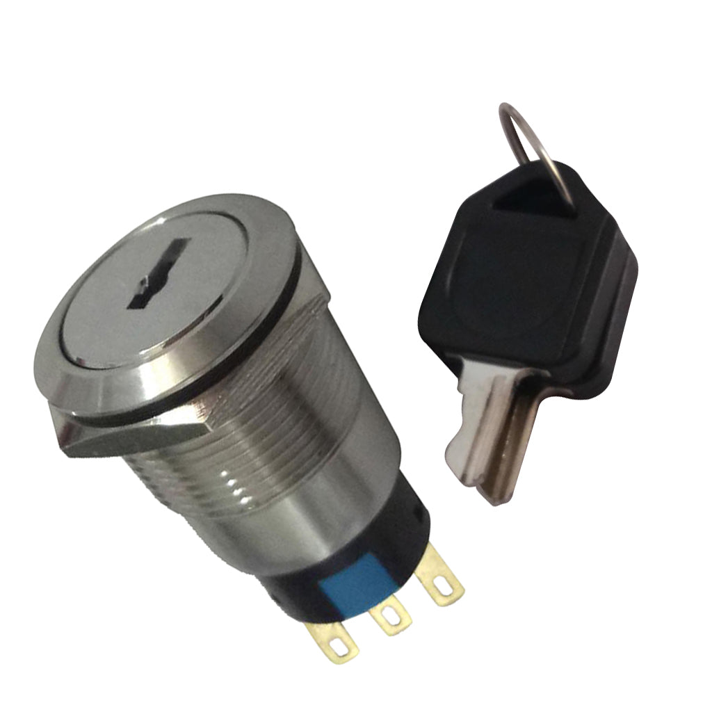 22mm Stainless Steel ON/OFF Electronic Key Switch Lock with 2 Keys 1NO+1NC