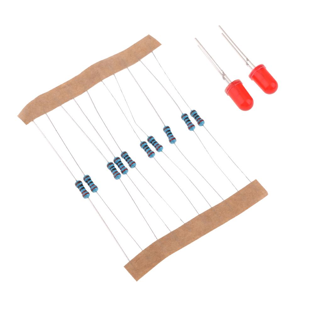 10Pcs LED Light 5MM + 10Pcs 220Ohm Resistor for Raspberry Pi MCU Red