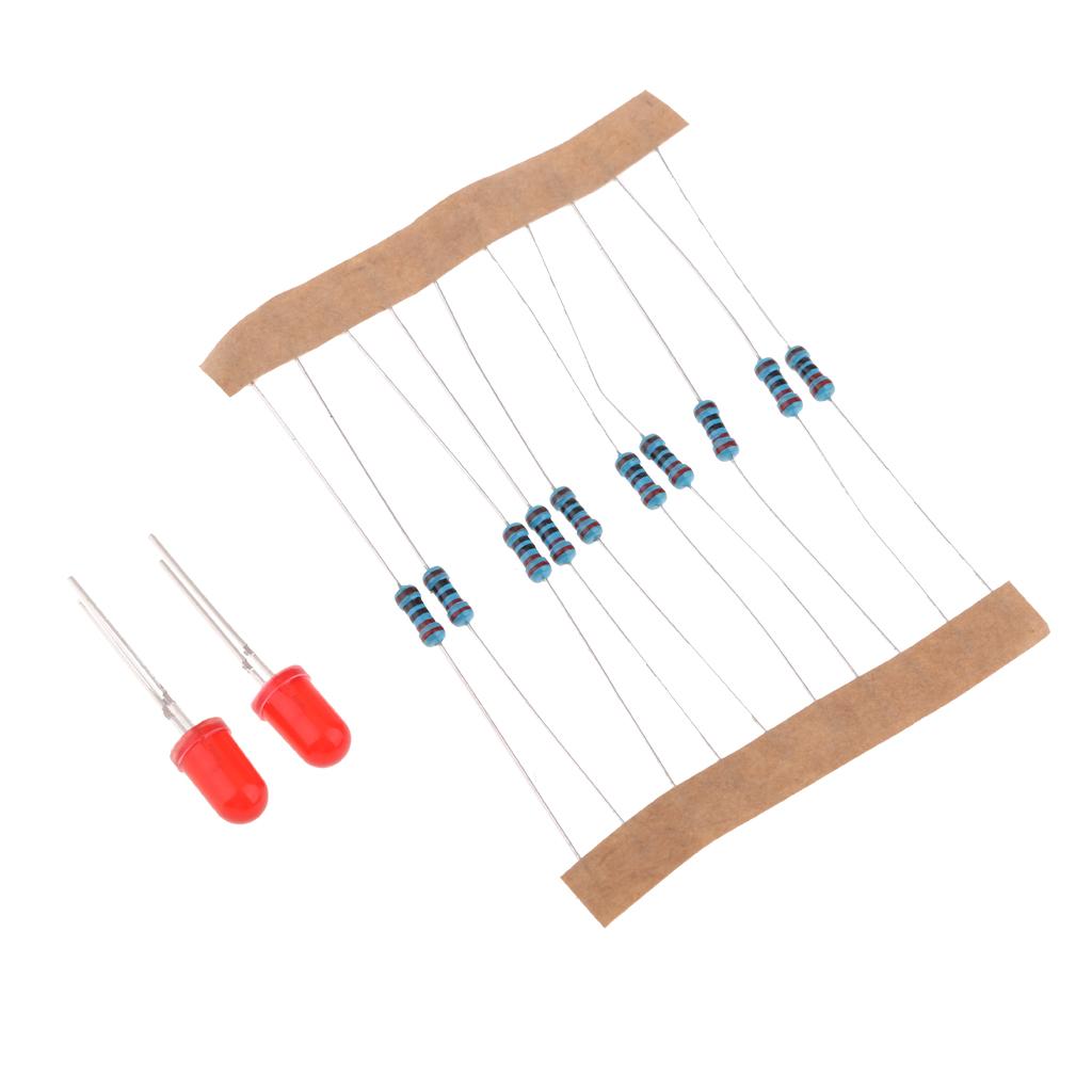 10Pcs LED Light 5MM + 10Pcs 220Ohm Resistor for Raspberry Pi MCU Red